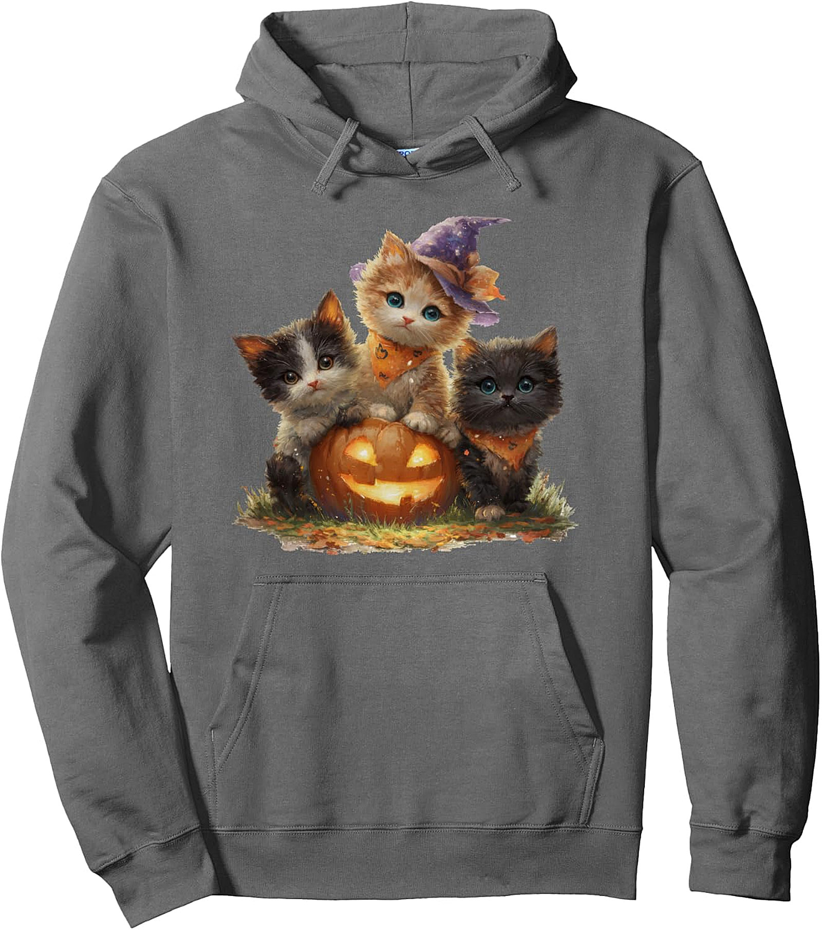 Vintage Kittens Pumpkin Halloween Pullover Hoodie