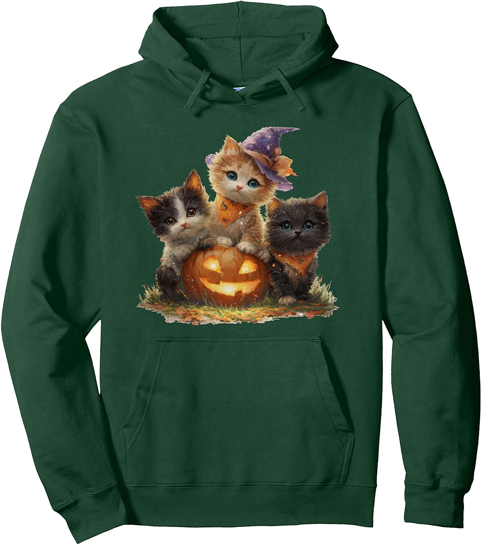 Vintage Kittens Pumpkin Halloween Pullover Hoodie