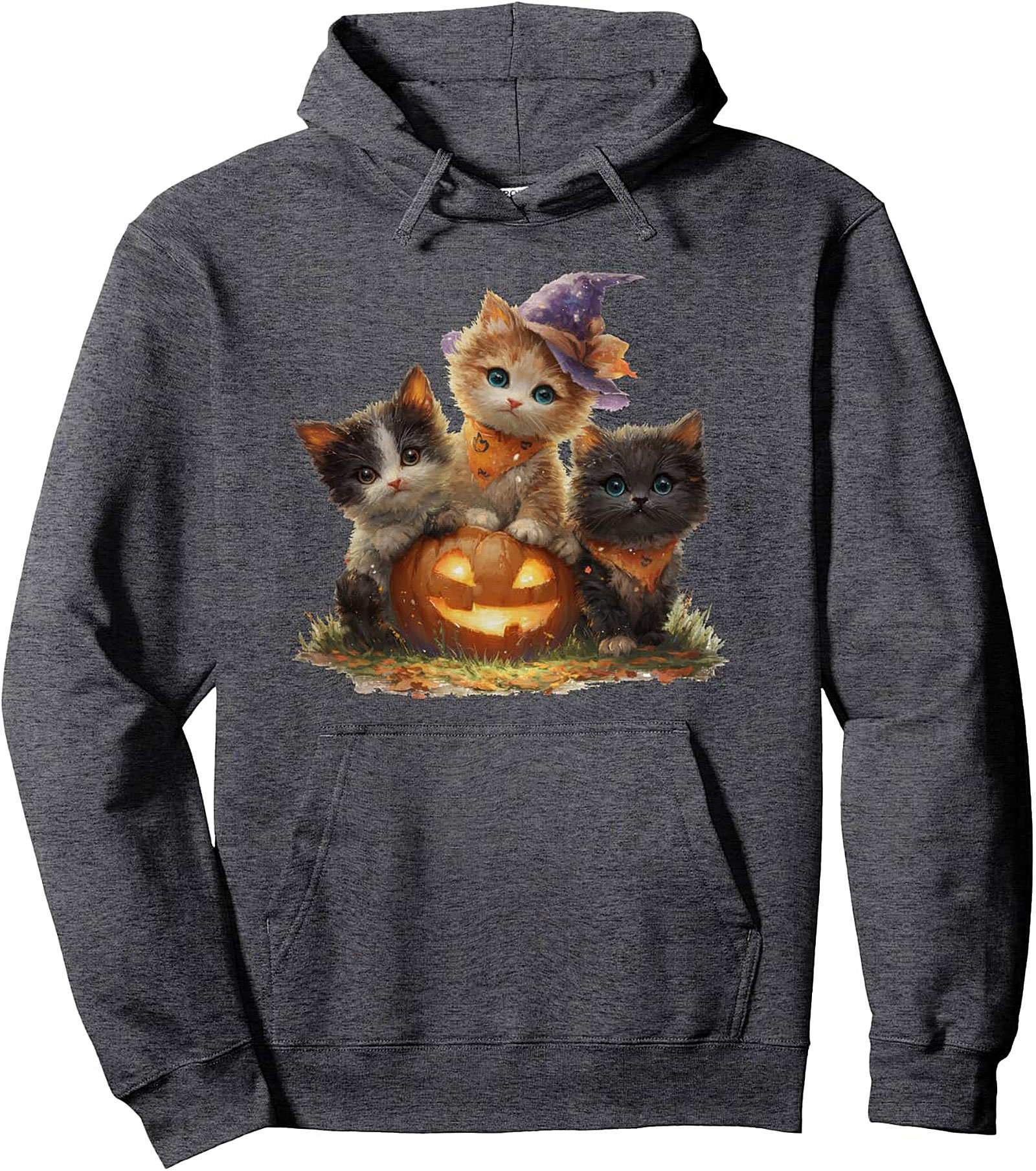 Vintage Kittens Pumpkin Halloween Pullover Hoodie