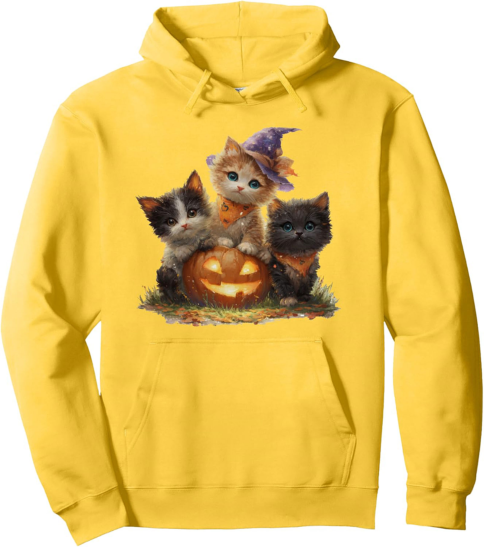 Vintage Kittens Pumpkin Halloween Pullover Hoodie
