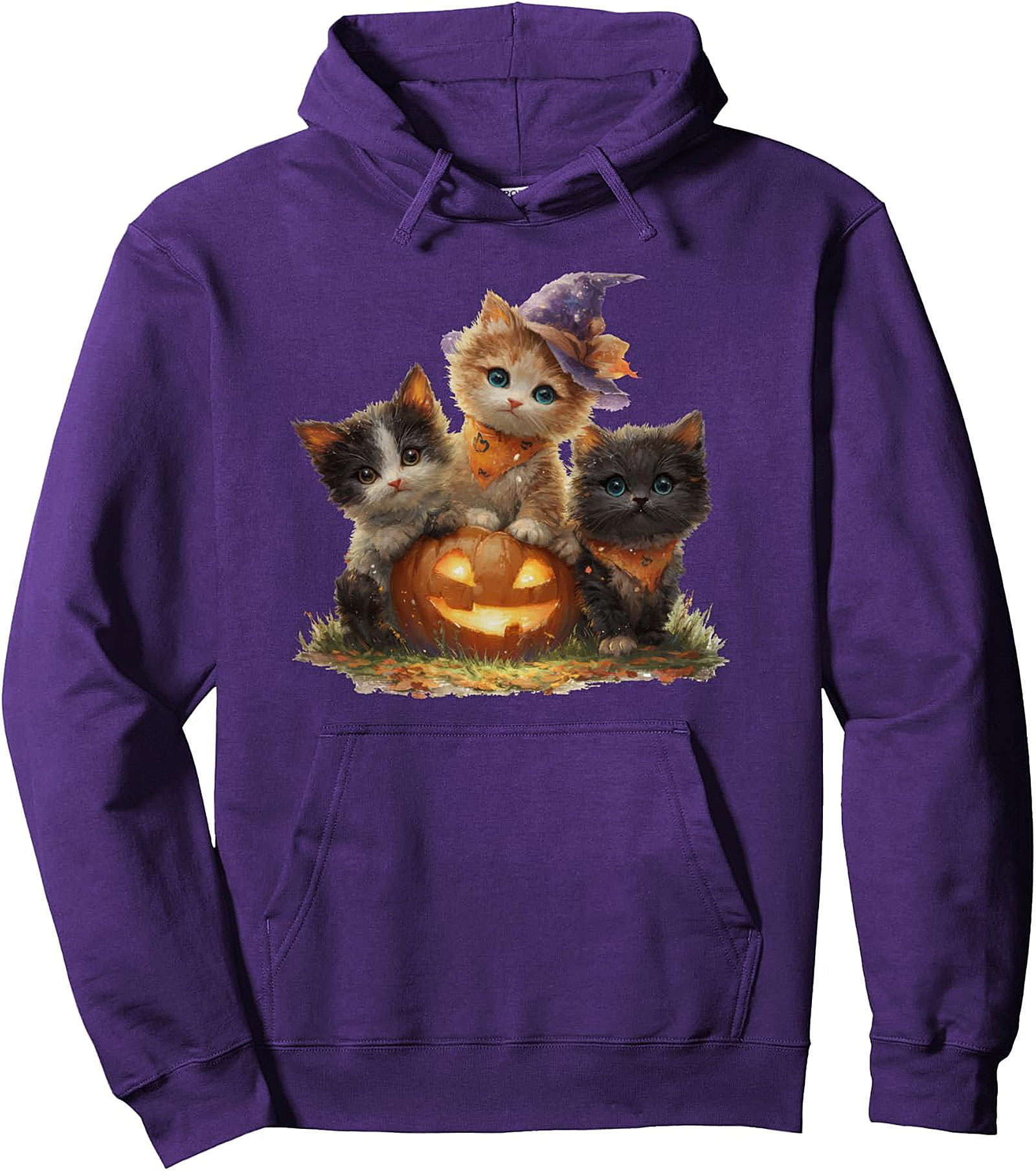 Vintage Kittens Pumpkin Halloween Pullover Hoodie