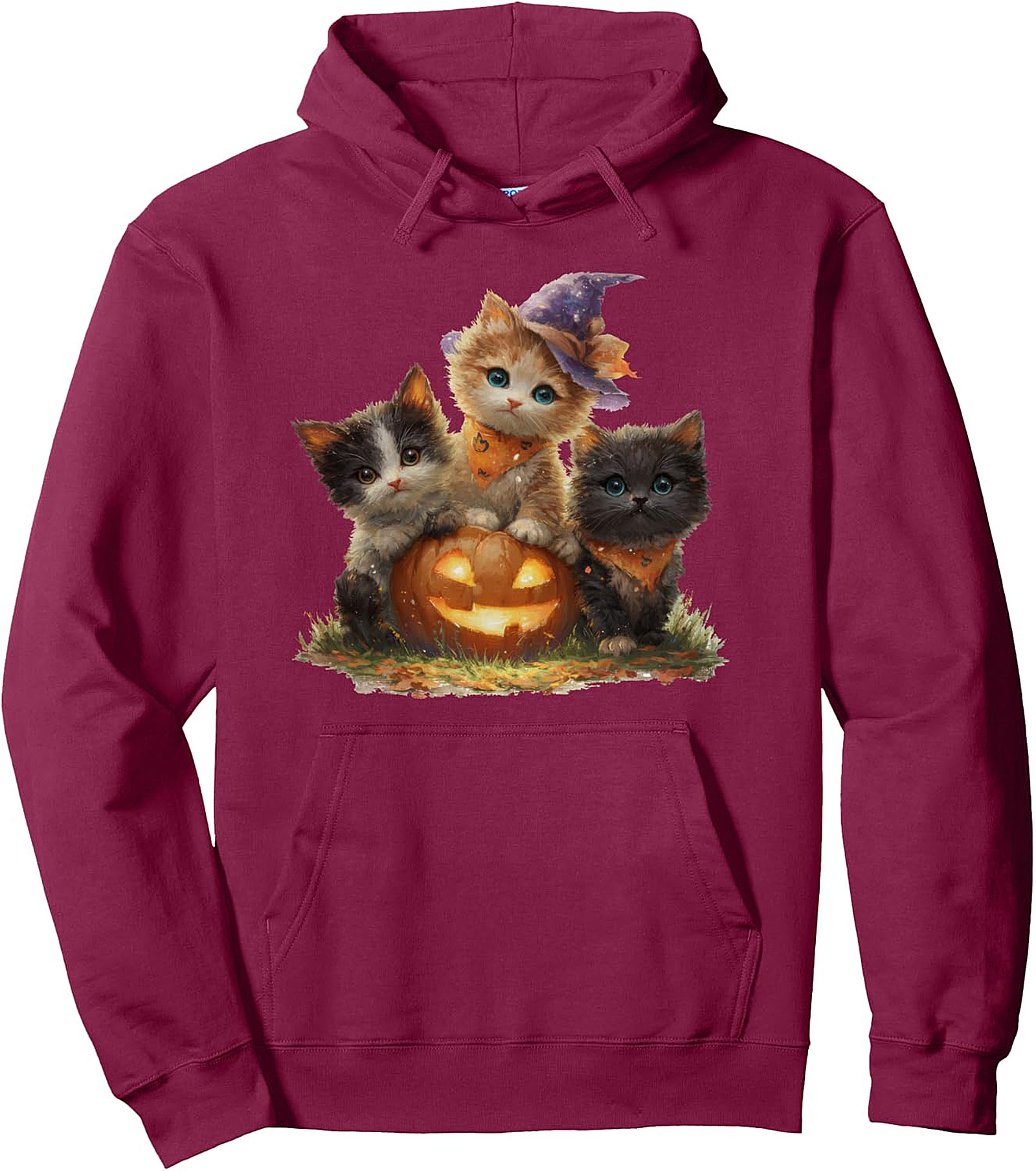 Vintage Kittens Pumpkin Halloween Pullover Hoodie