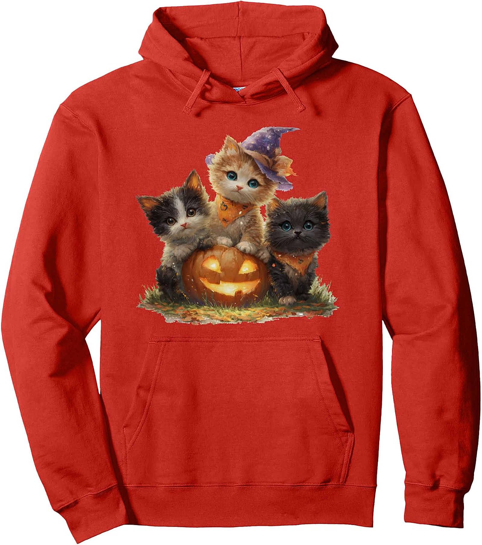 Vintage Kittens Pumpkin Halloween Pullover Hoodie