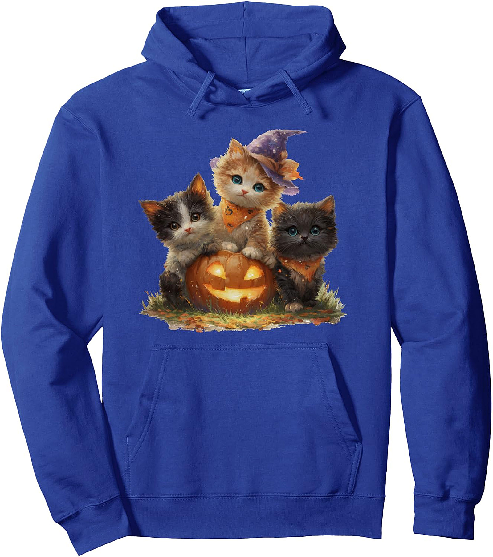 Vintage Kittens Pumpkin Halloween Pullover Hoodie