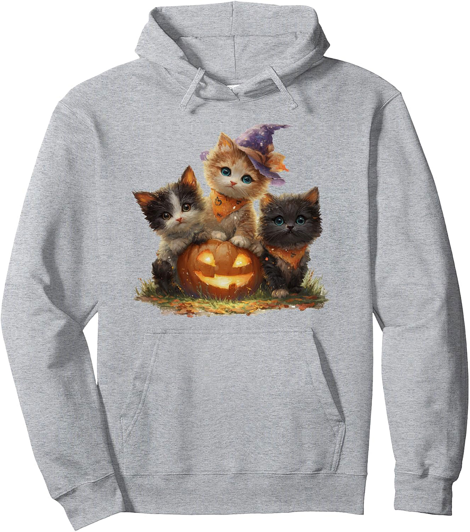 Vintage Kittens Pumpkin Halloween Pullover Hoodie