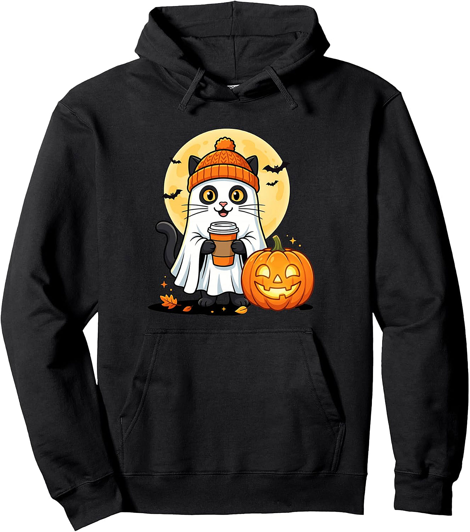 Ghost Cat Pumpkin Hoodie | Cozy Halloween Pullover
