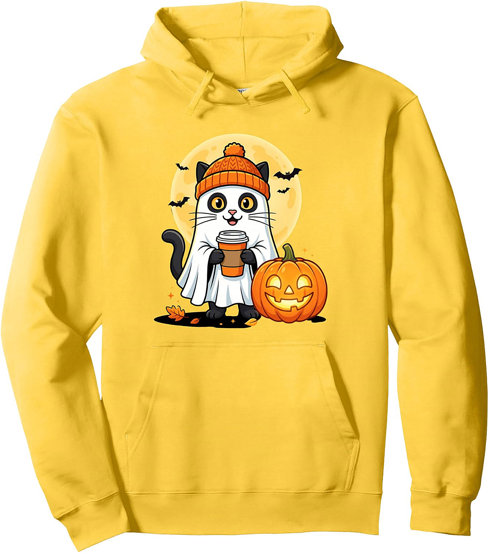 Ghost Cat Pumpkin Hoodie | Cozy Halloween Pullover