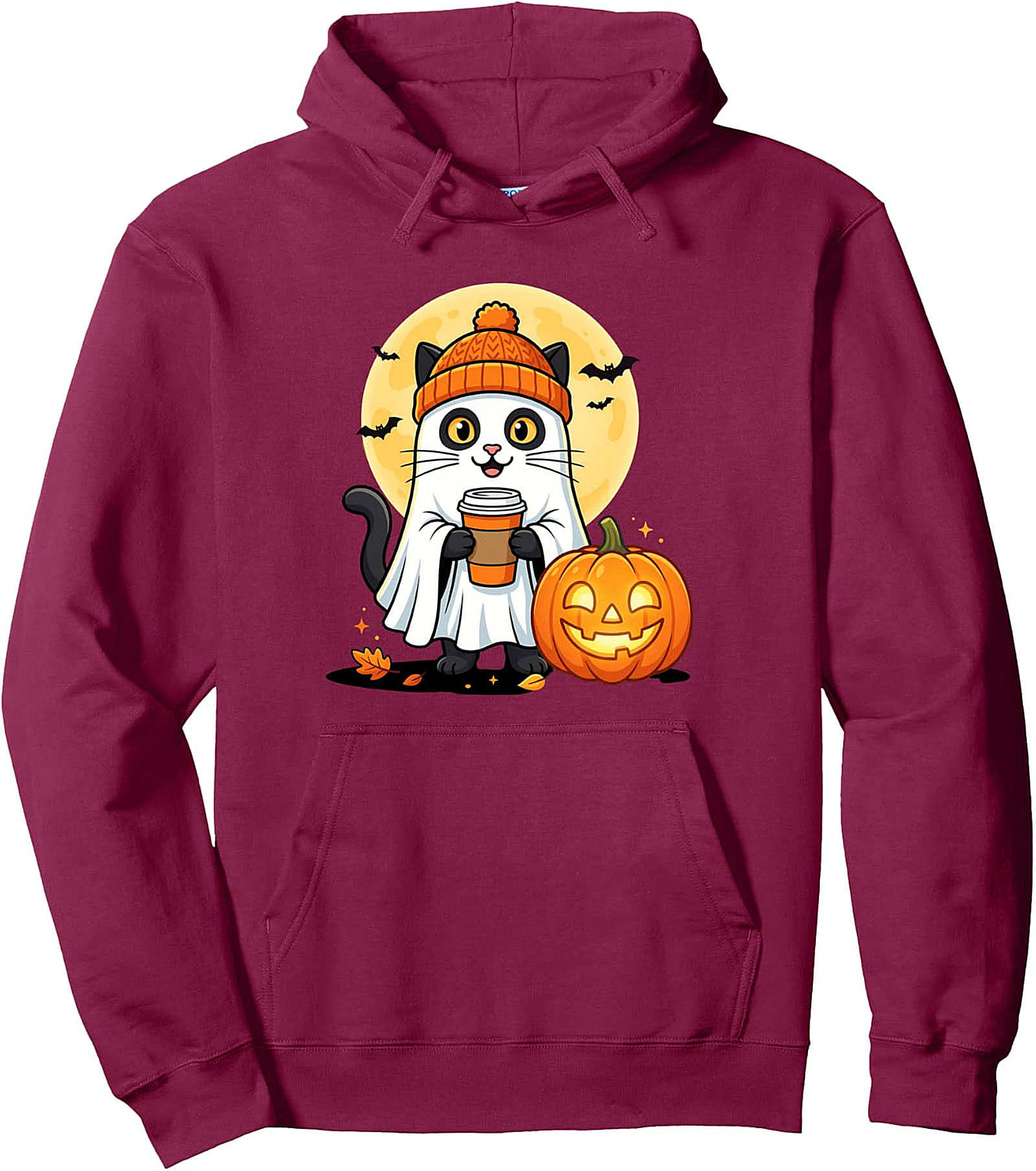 Ghost Cat Pumpkin Hoodie | Cozy Halloween Pullover