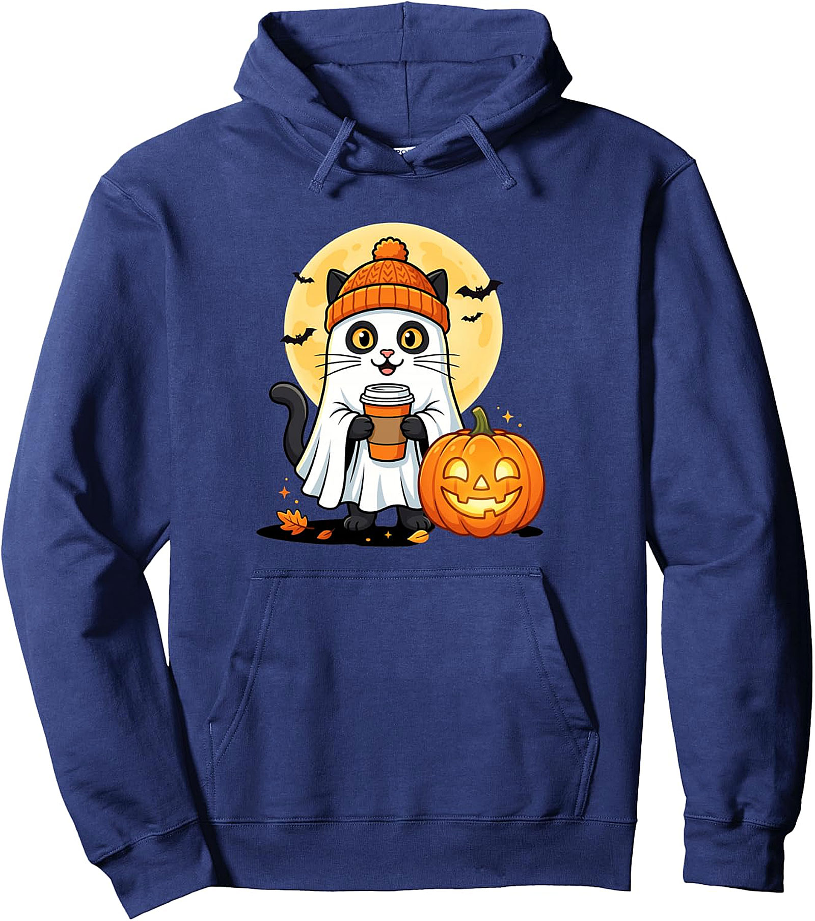 Ghost Cat Pumpkin Hoodie | Cozy Halloween Pullover