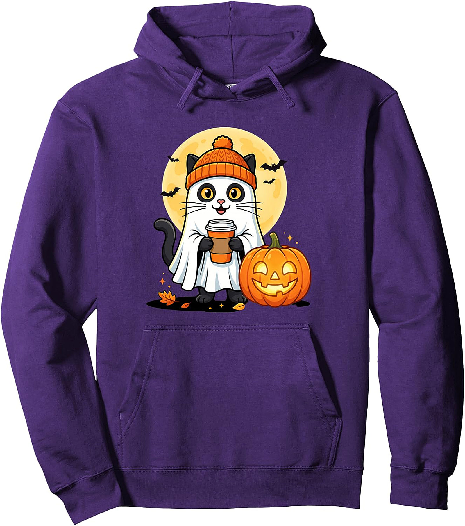 Ghost Cat Pumpkin Hoodie | Cozy Halloween Pullover