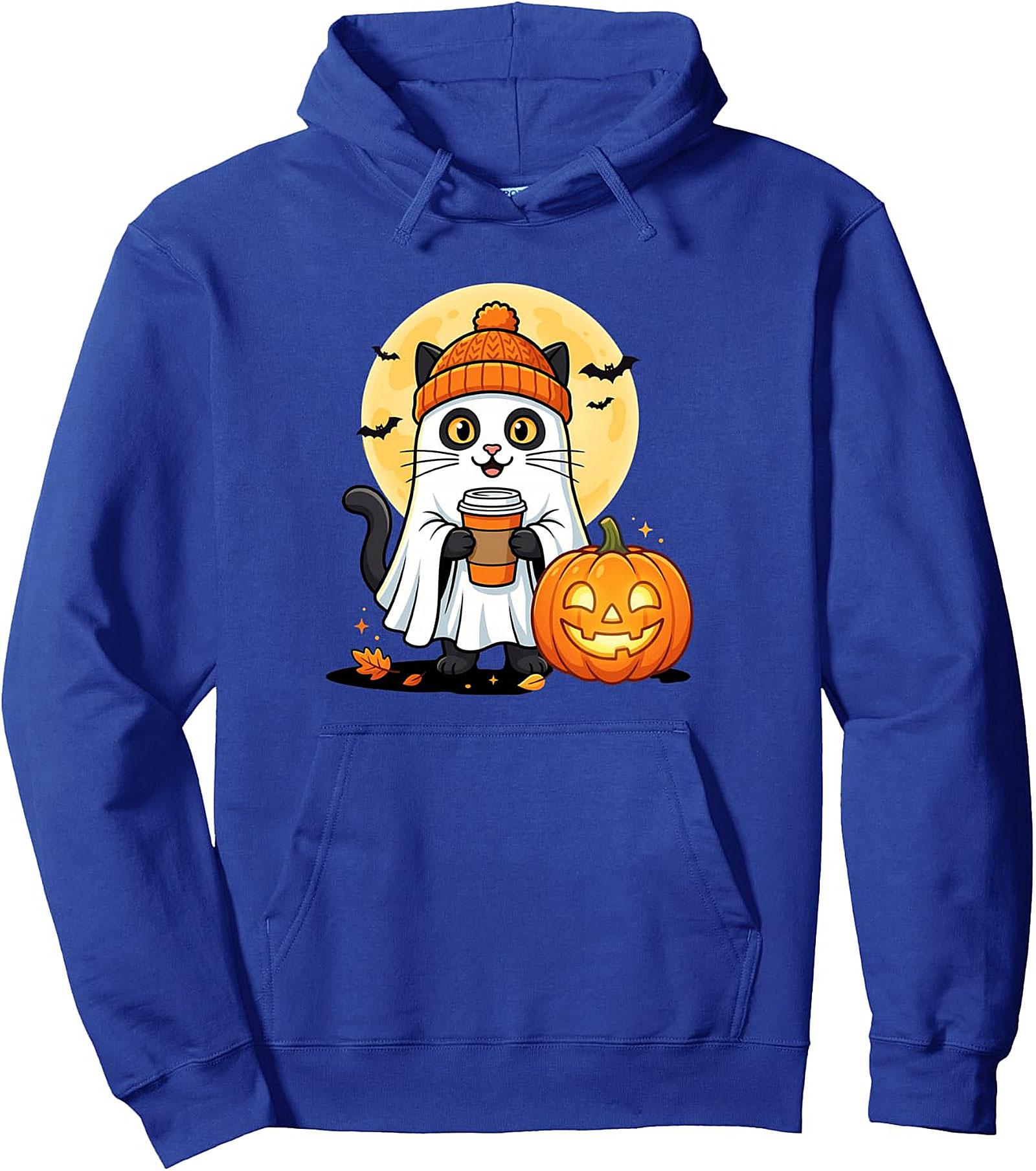 Ghost Cat Pumpkin Hoodie | Cozy Halloween Pullover