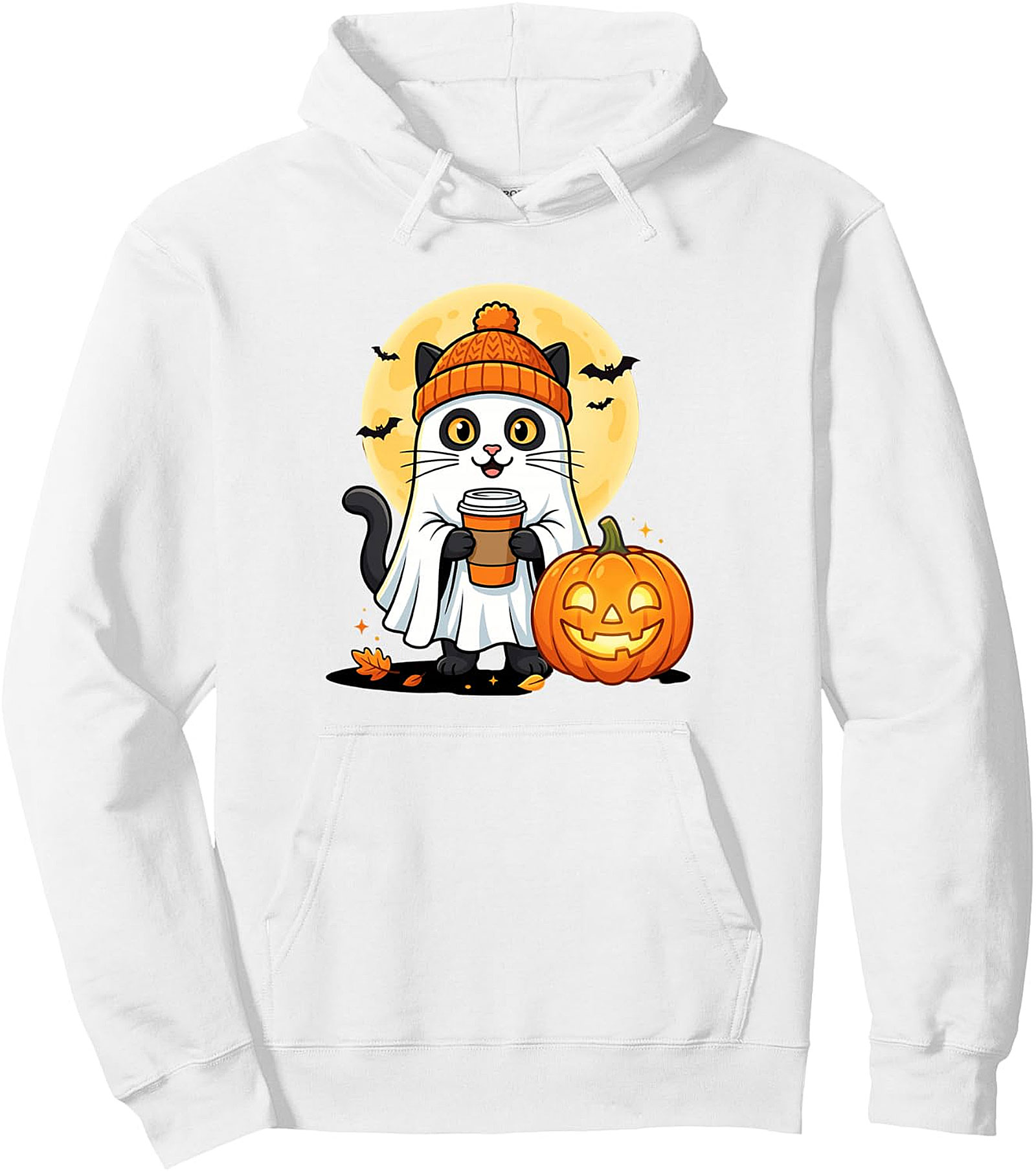 Ghost Cat Pumpkin Hoodie | Cozy Halloween Pullover