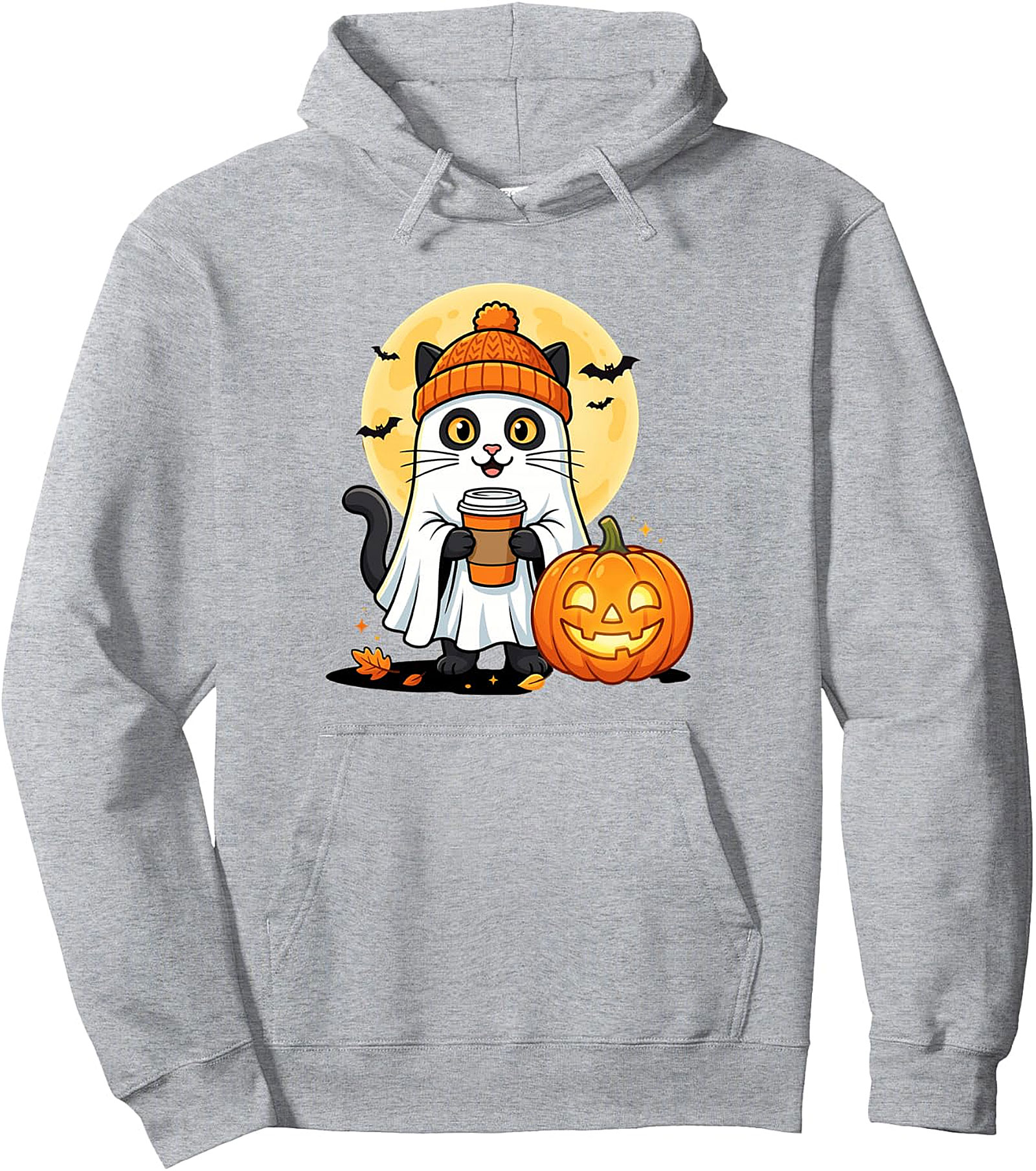 Ghost Cat Pumpkin Hoodie | Cozy Halloween Pullover