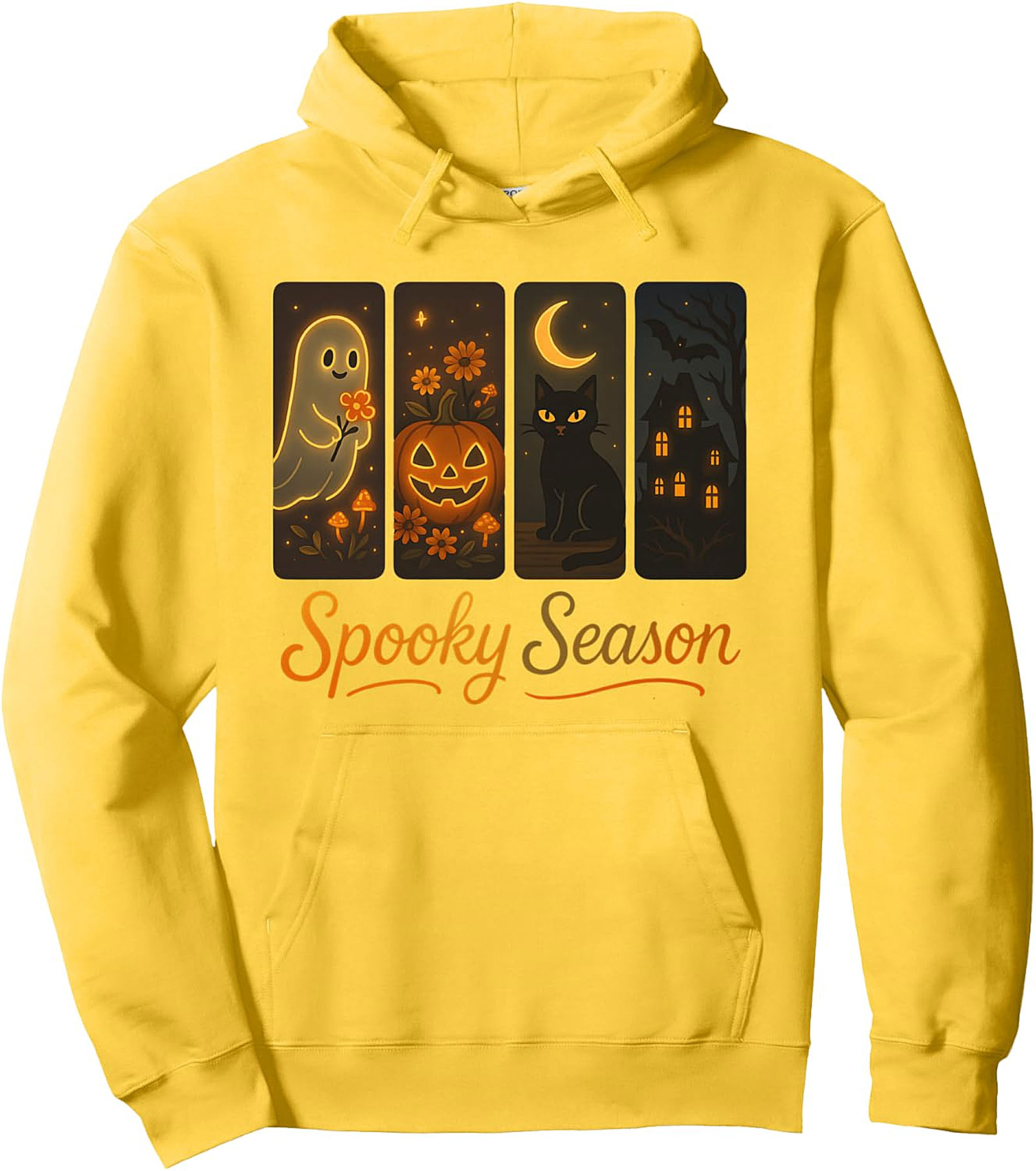 Spooky Season Ghost Cat Pumpkin Retro Halloween Hoodie