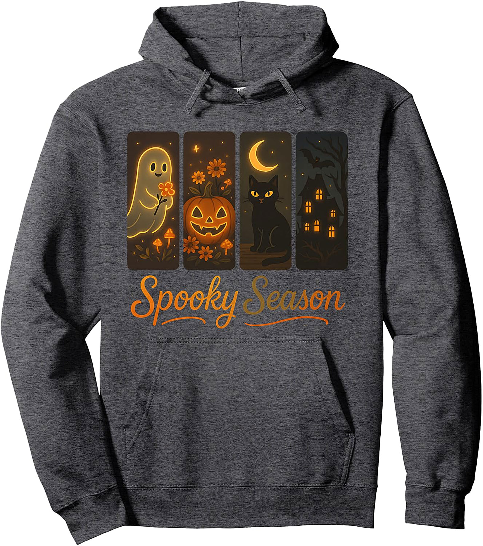 Spooky Season Ghost Cat Pumpkin Retro Halloween Hoodie