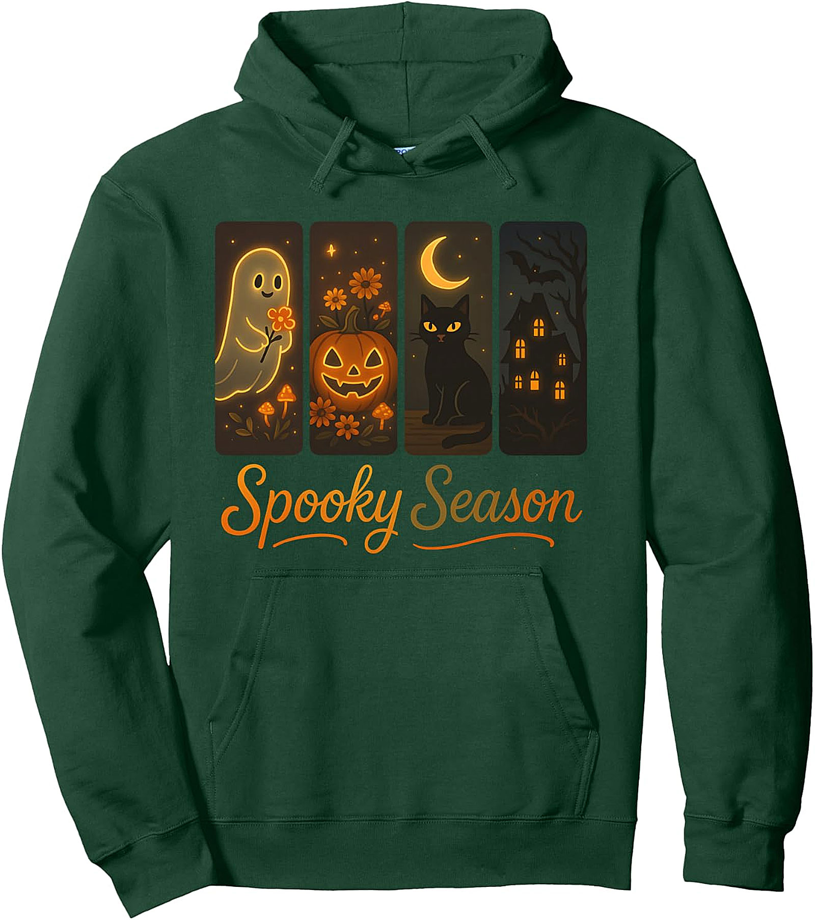 Spooky Season Ghost Cat Pumpkin Retro Halloween Hoodie