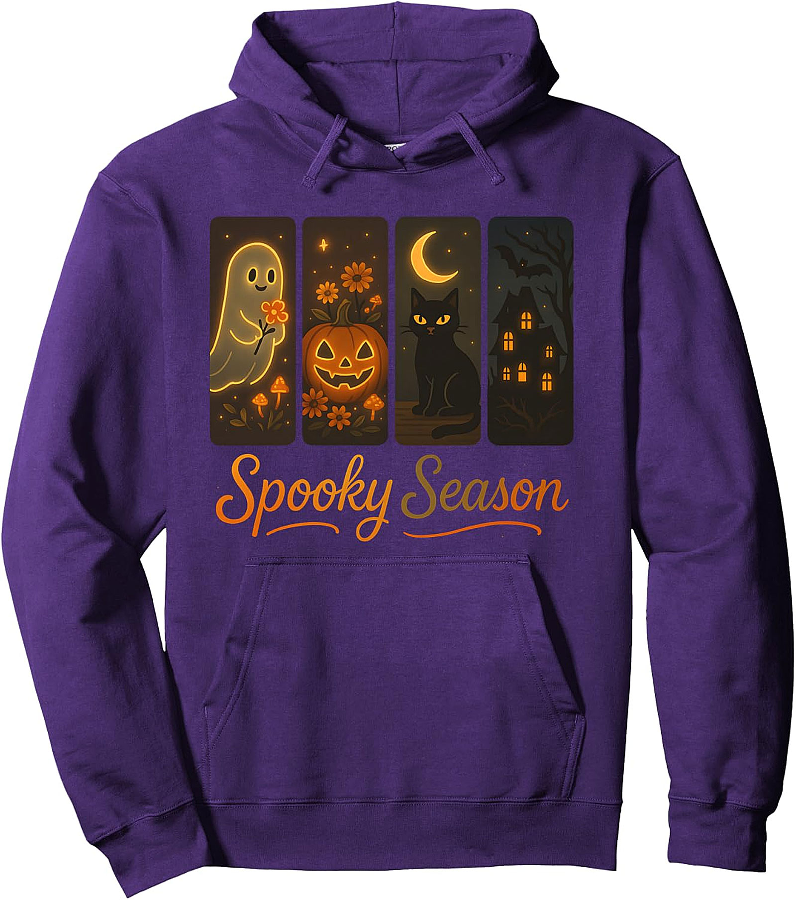 Spooky Season Ghost Cat Pumpkin Retro Halloween Hoodie