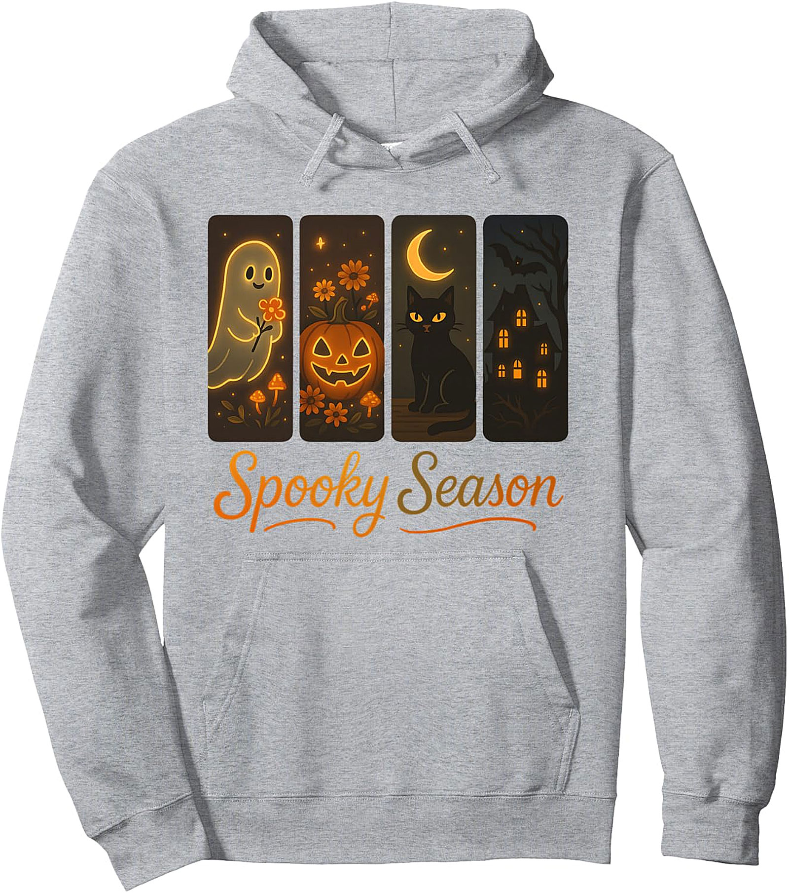 Spooky Season Ghost Cat Pumpkin Retro Halloween Hoodie