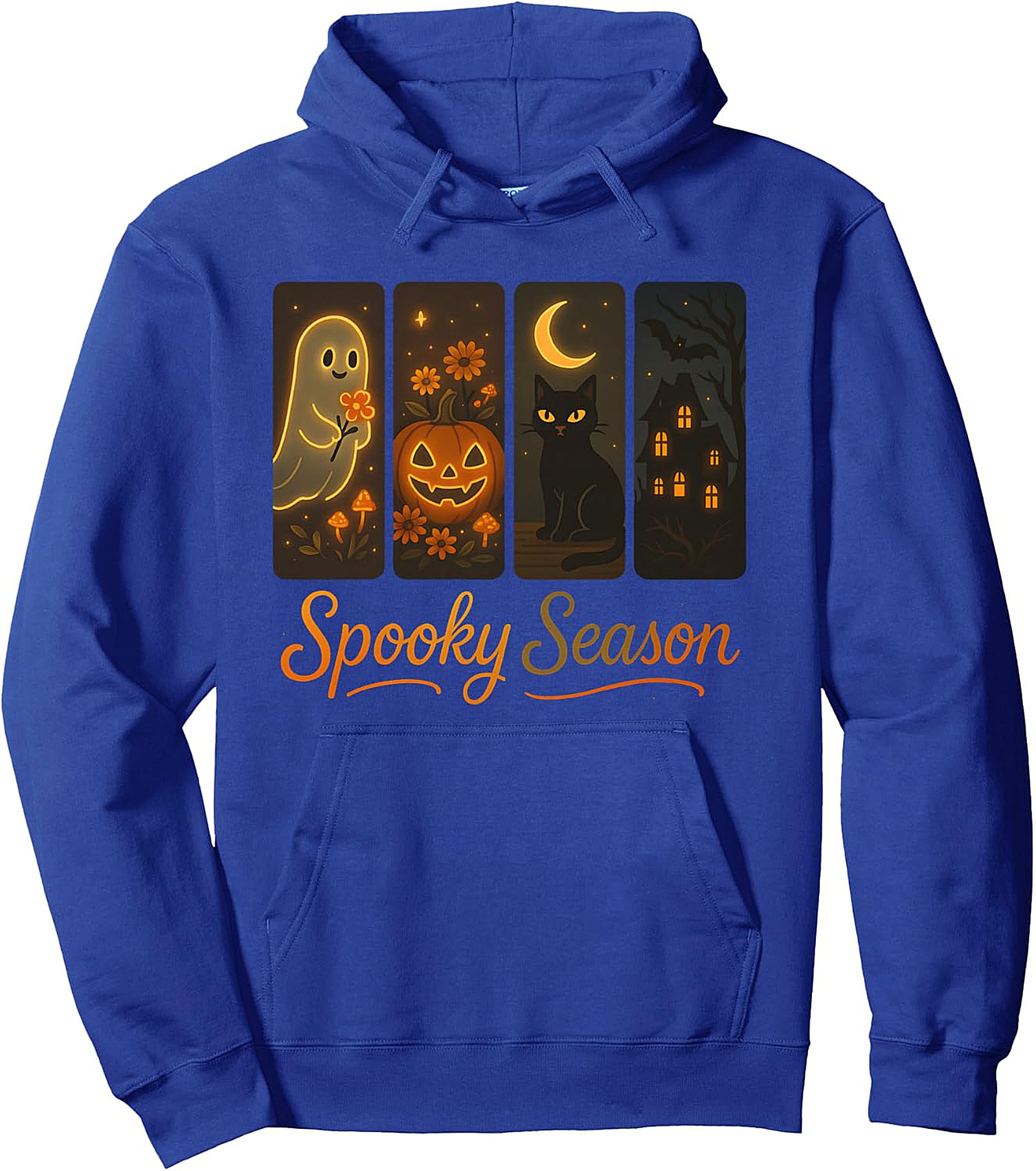 Spooky Season Ghost Cat Pumpkin Retro Halloween Hoodie