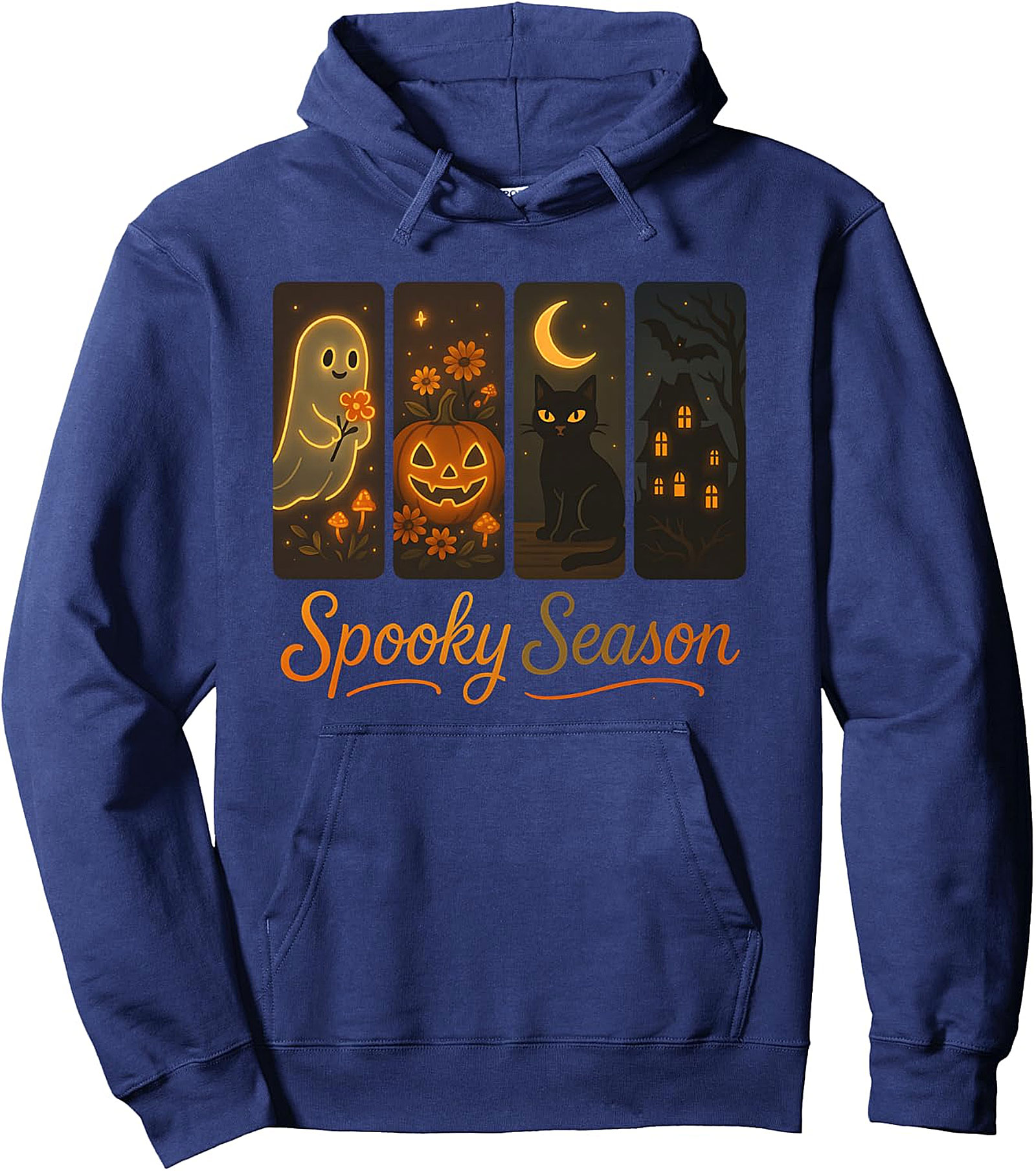 Spooky Season Ghost Cat Pumpkin Retro Halloween Hoodie