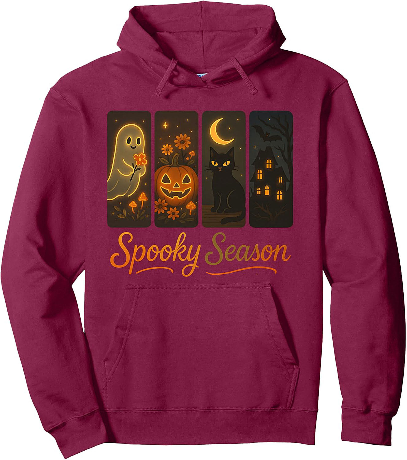 Spooky Season Ghost Cat Pumpkin Retro Halloween Hoodie