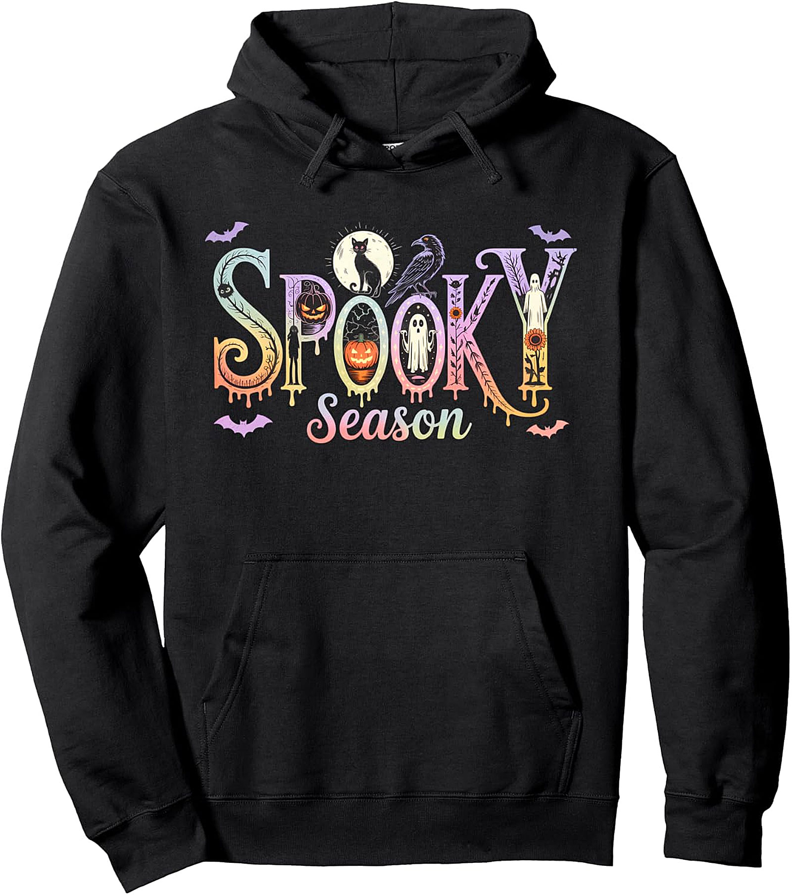 Spooky Season Halloween Cats Ghosts Pullover Hoodie