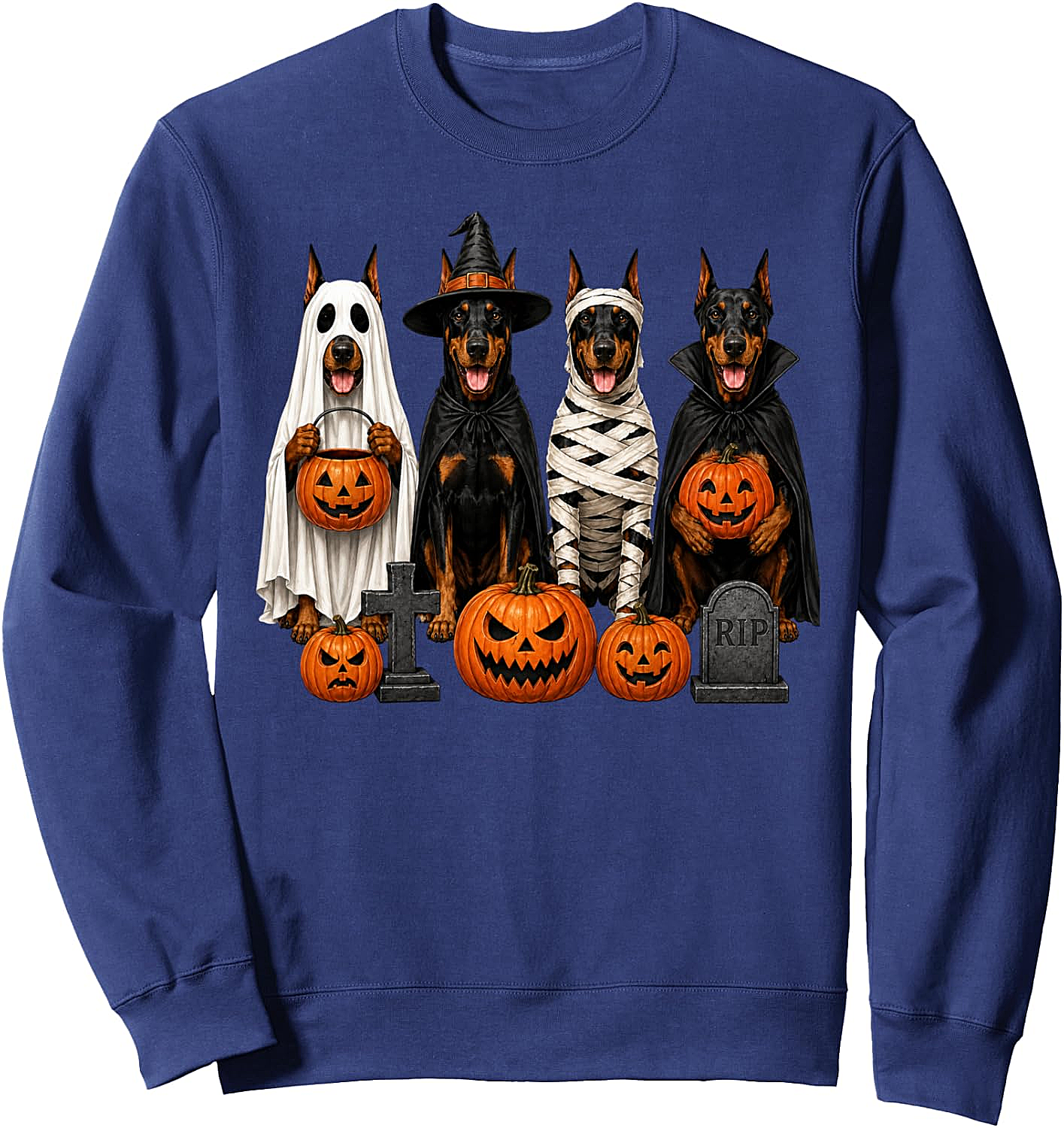 Doberman Halloween Sweatshirt - Ghost Witch Dog Tee