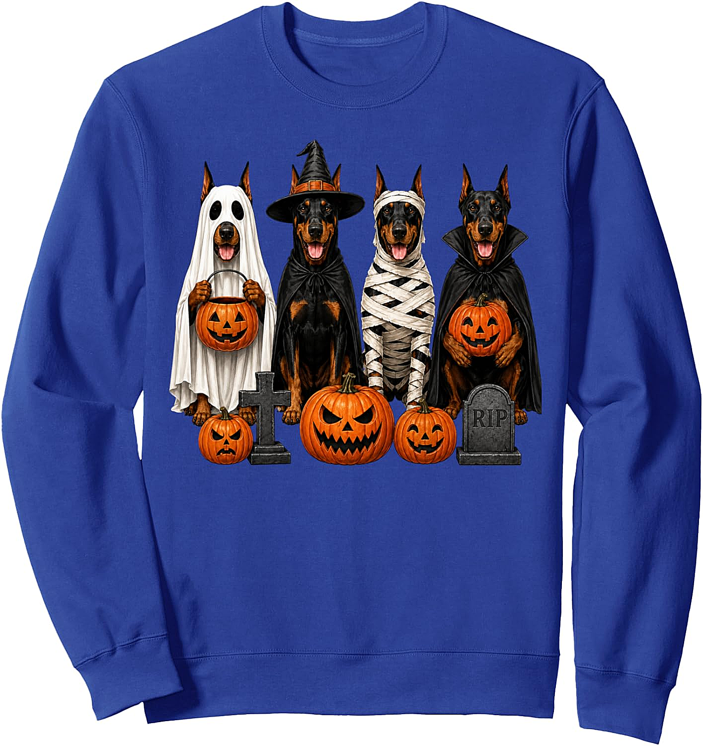 Doberman Halloween Sweatshirt - Ghost Witch Dog Tee