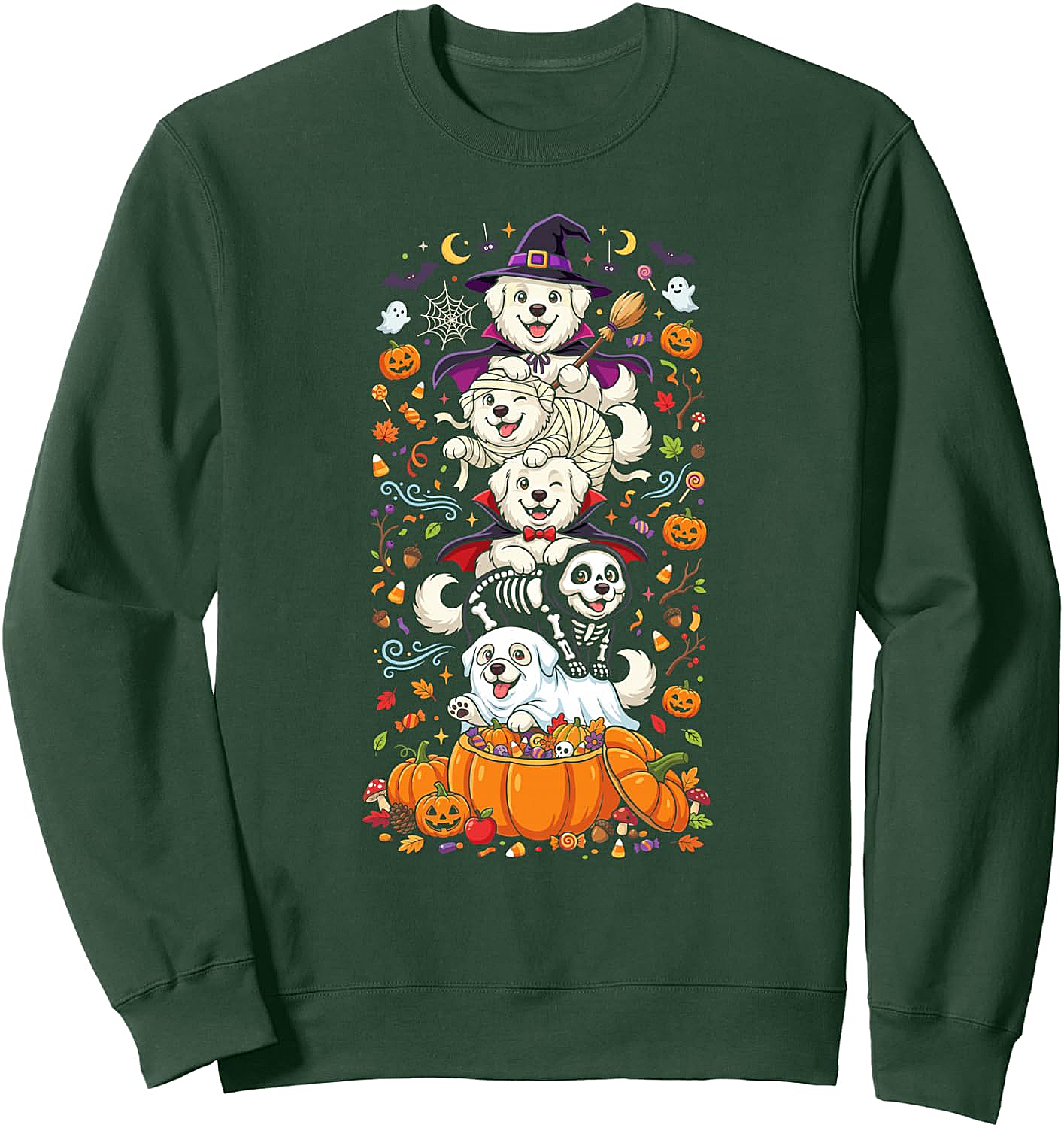 Great Pyrenees Halloween Sweatshirt - Witch Vampire Ghost