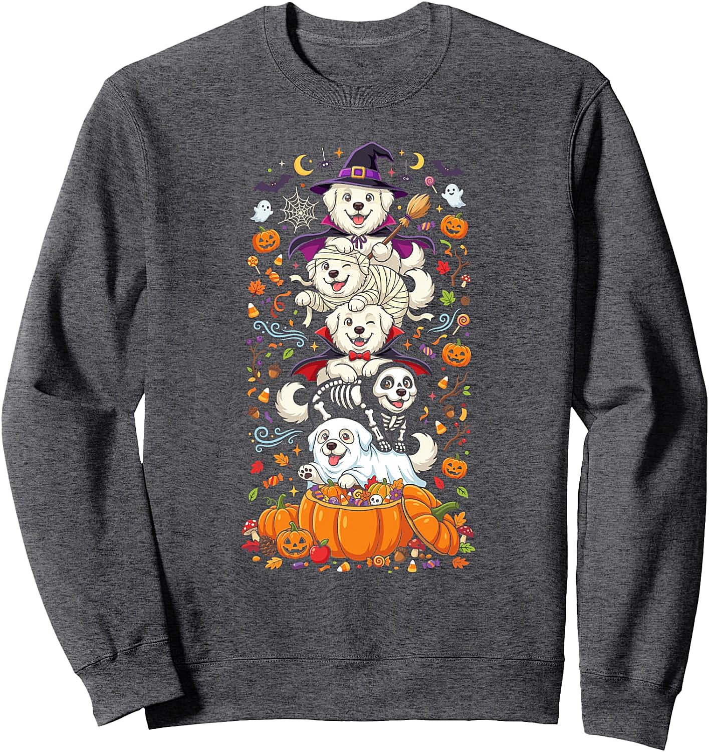 Great Pyrenees Halloween Sweatshirt - Witch Vampire Ghost