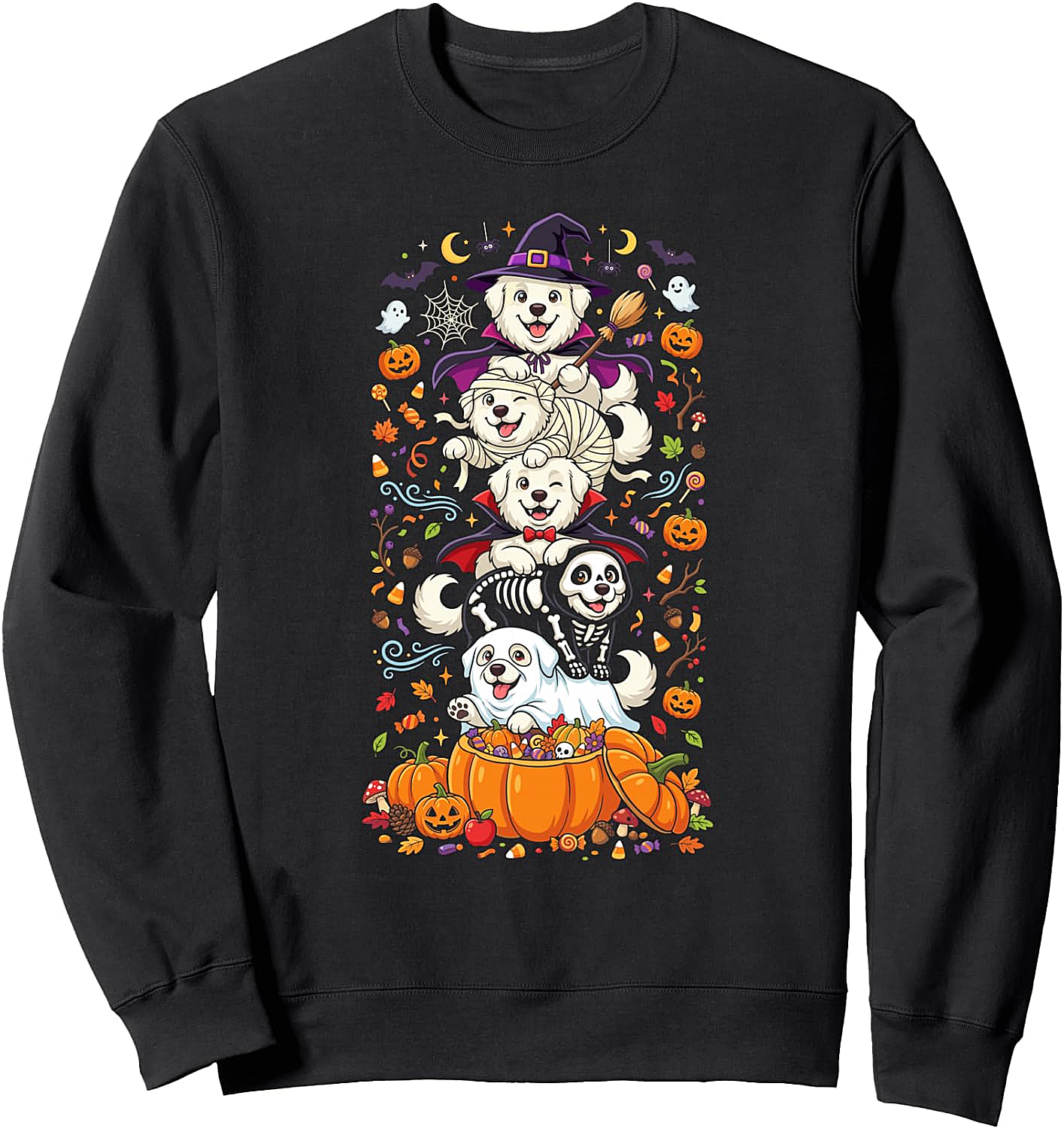 Great Pyrenees Halloween Sweatshirt - Witch Vampire Ghost
