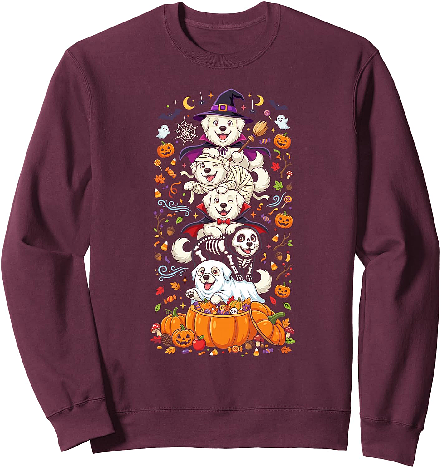Great Pyrenees Halloween Sweatshirt - Witch Vampire Ghost