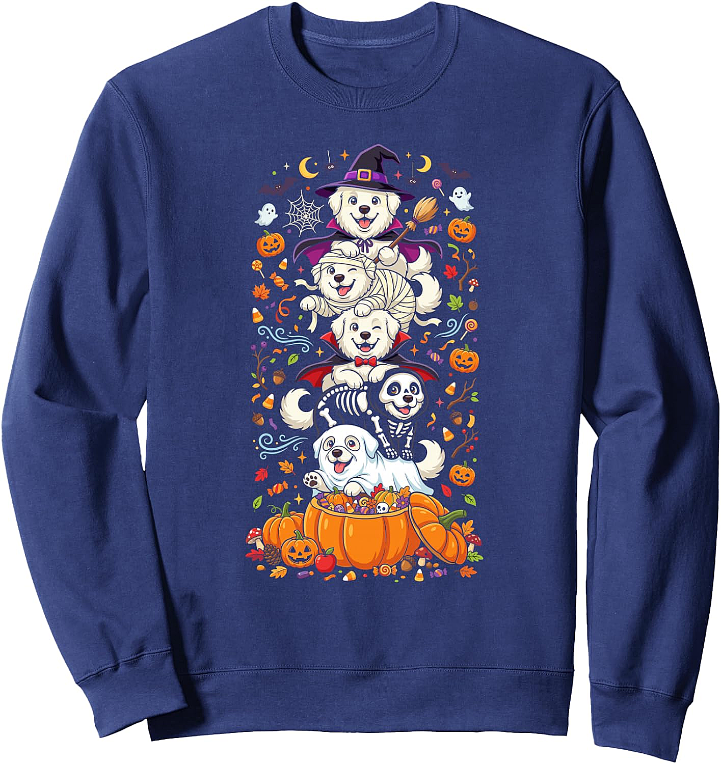 Great Pyrenees Halloween Sweatshirt - Witch Vampire Ghost