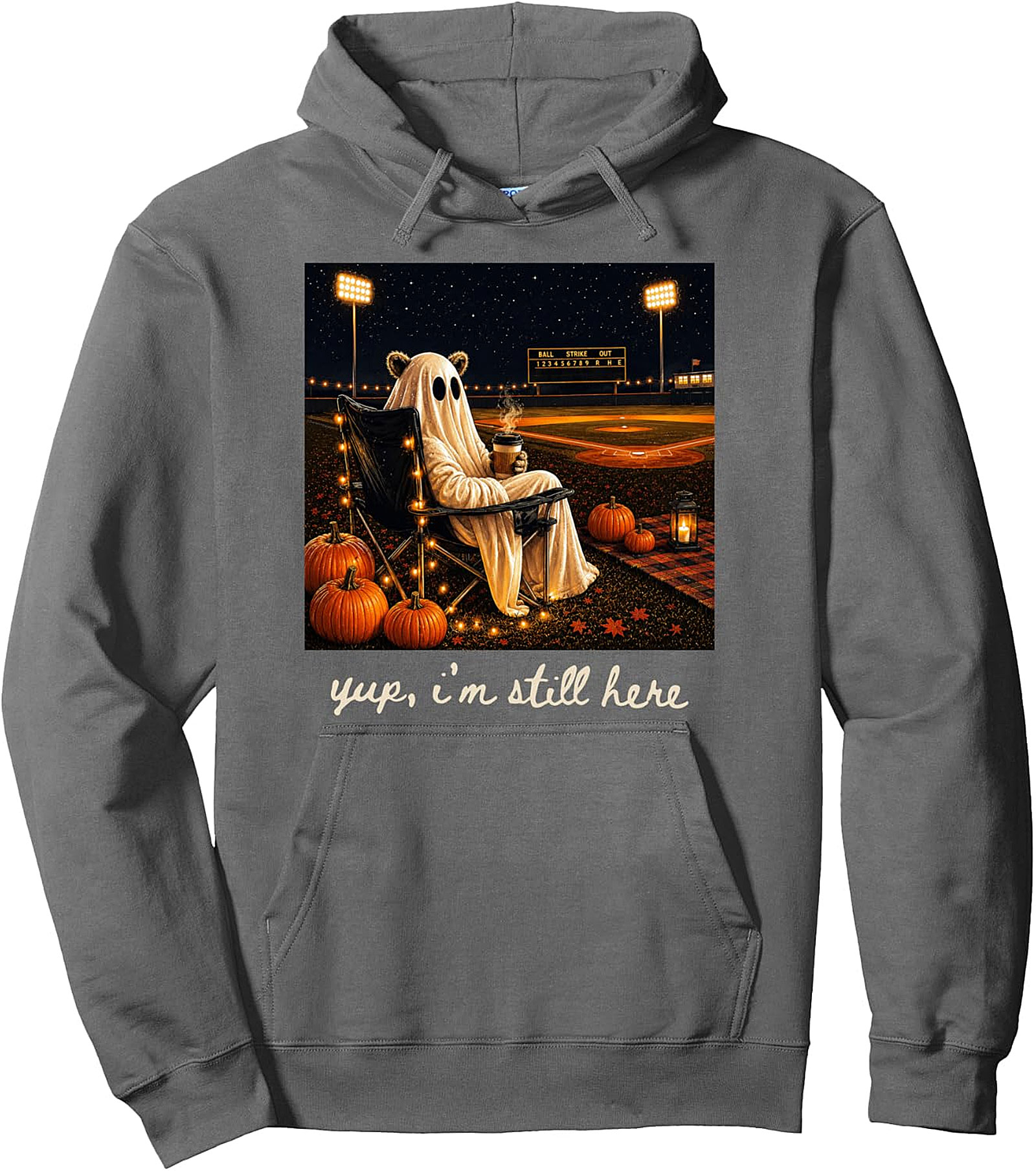 Ghost Baseball Halloween Pullover Hoodie | Yup Im Still Here