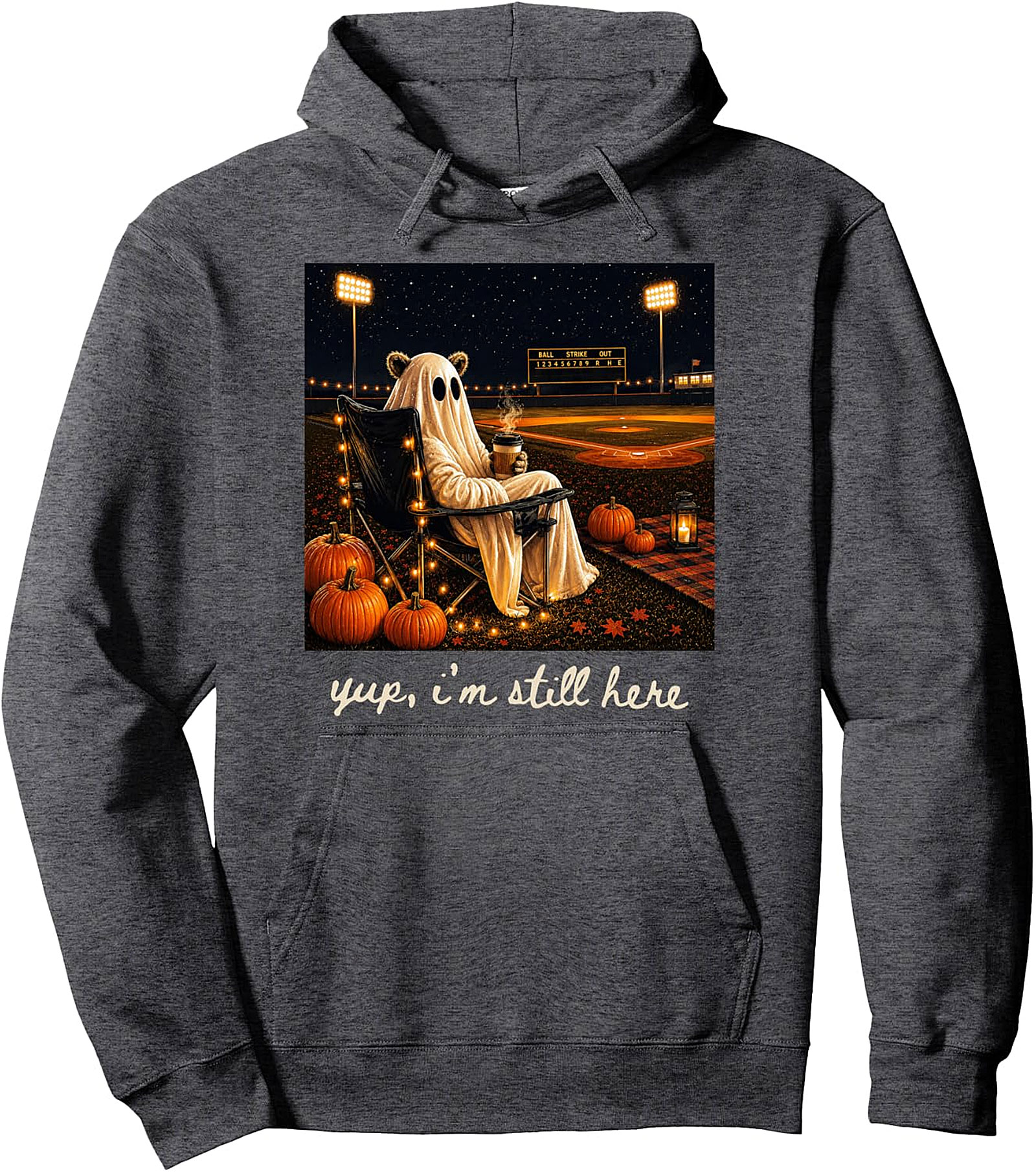 Ghost Baseball Halloween Pullover Hoodie | Yup Im Still Here