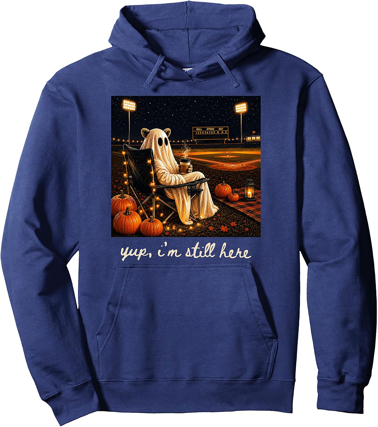 Ghost Baseball Halloween Pullover Hoodie | Yup Im Still Here