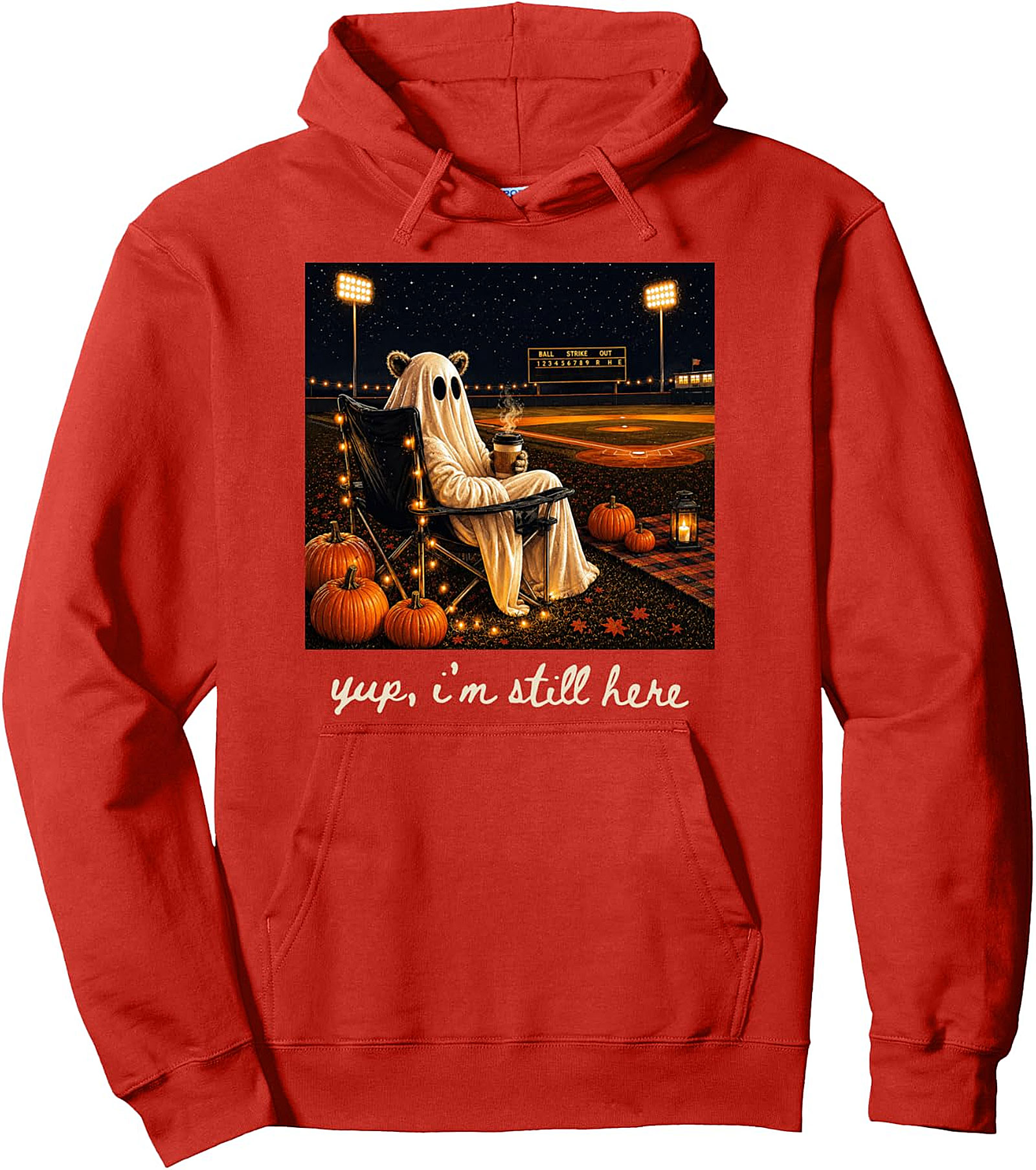 Ghost Baseball Halloween Pullover Hoodie | Yup Im Still Here