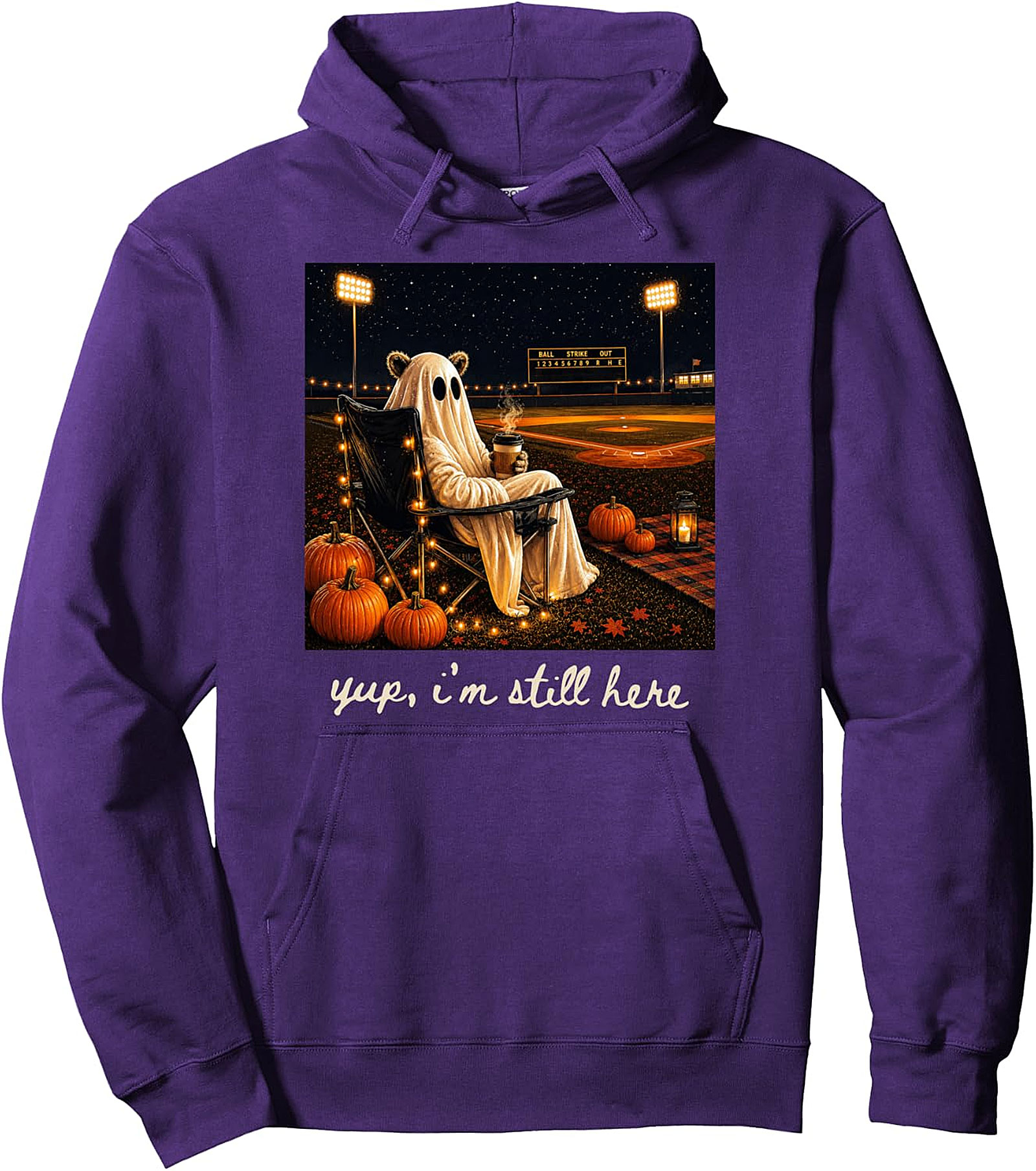 Ghost Baseball Halloween Pullover Hoodie | Yup Im Still Here