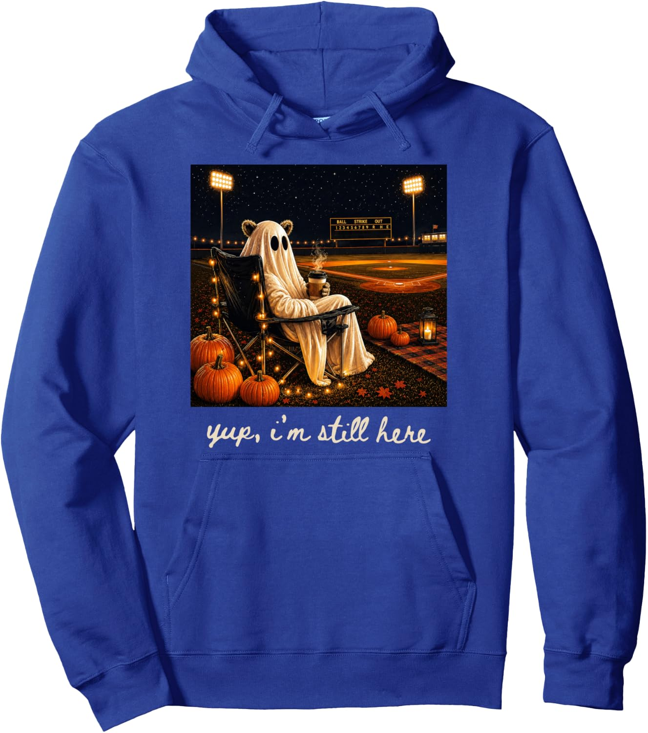 Ghost Baseball Halloween Pullover Hoodie | Yup Im Still Here