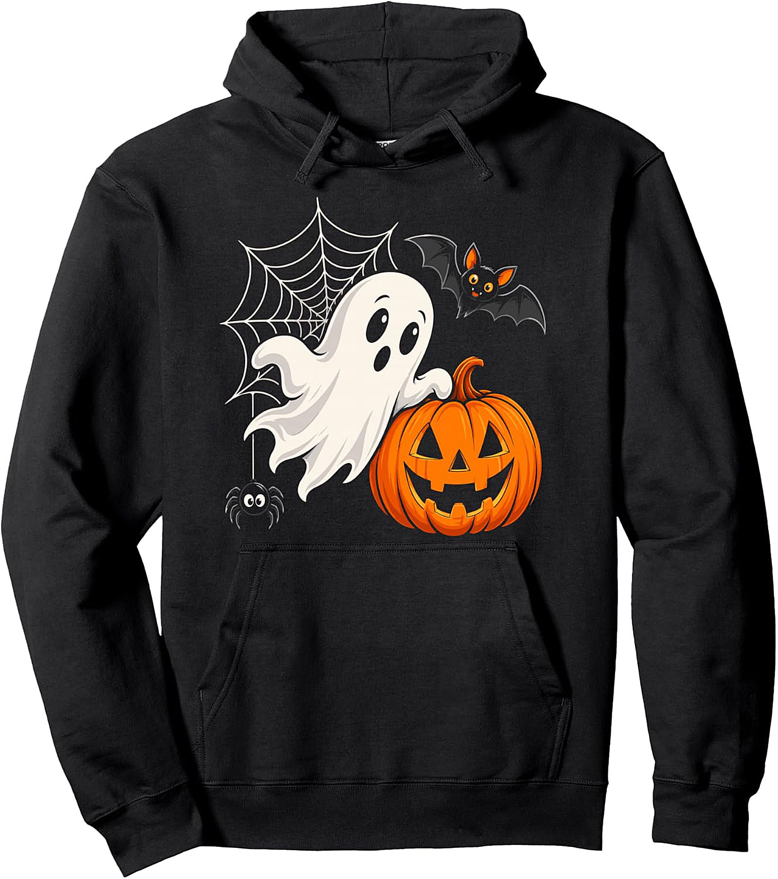 Spooky Cute Halloween Pullover Hoodie - Ghost, Pumpkin, Bat