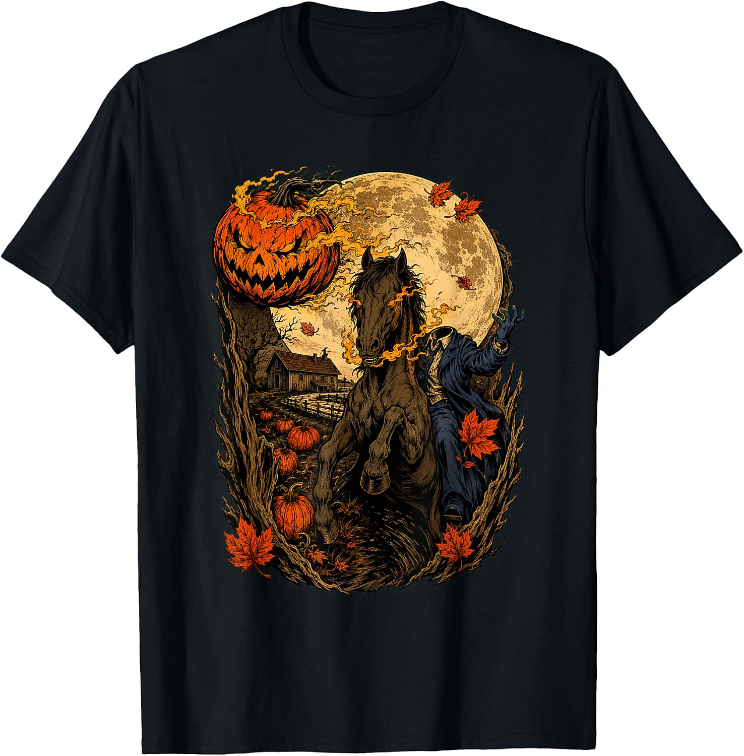 Headless Horseman Halloween Pumpkin T-Shirt | Spooky Tee