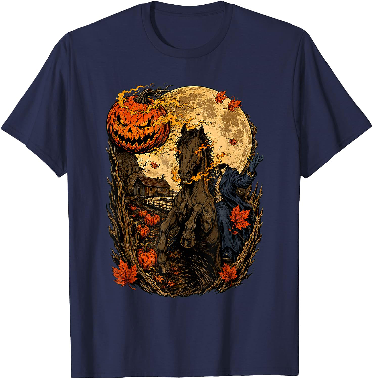 Headless Horseman Halloween Pumpkin T-Shirt | Spooky Tee
