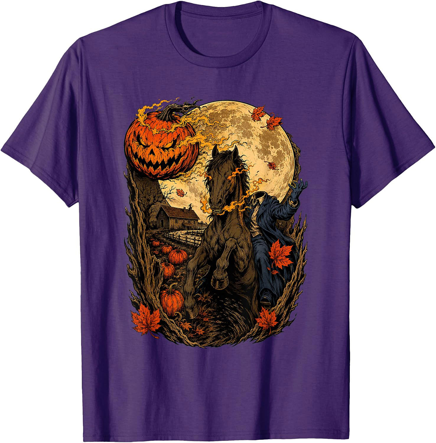 Headless Horseman Halloween Pumpkin T-Shirt | Spooky Tee