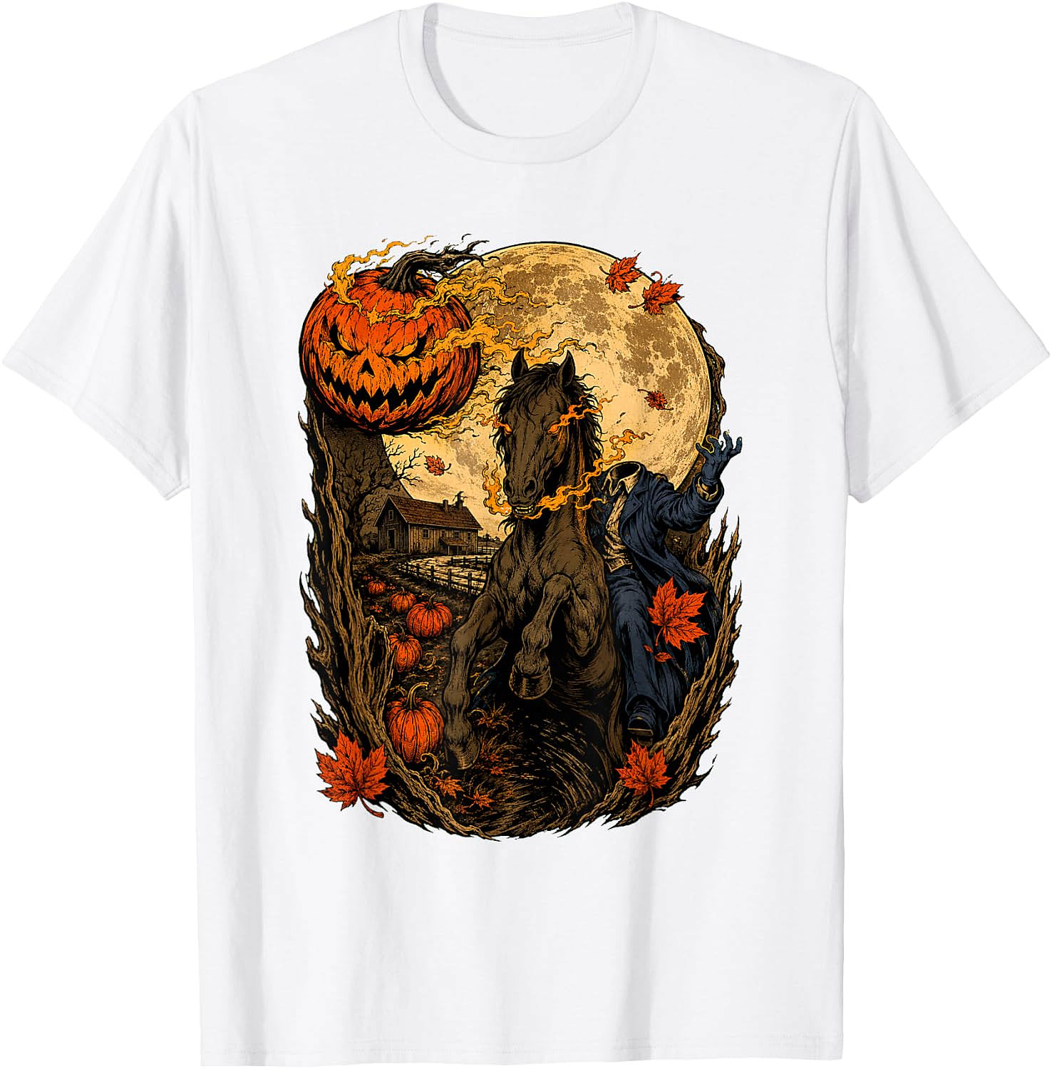 Headless Horseman Halloween Pumpkin T-Shirt | Spooky Tee