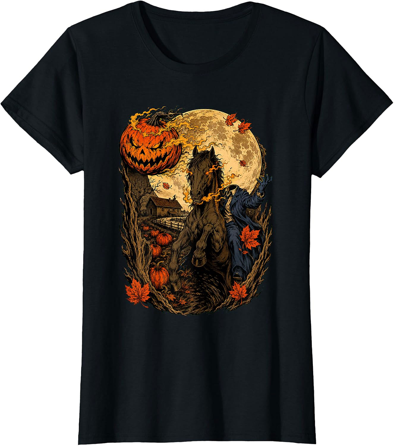 Headless Horseman Halloween Pumpkin T-Shirt | Spooky Tee