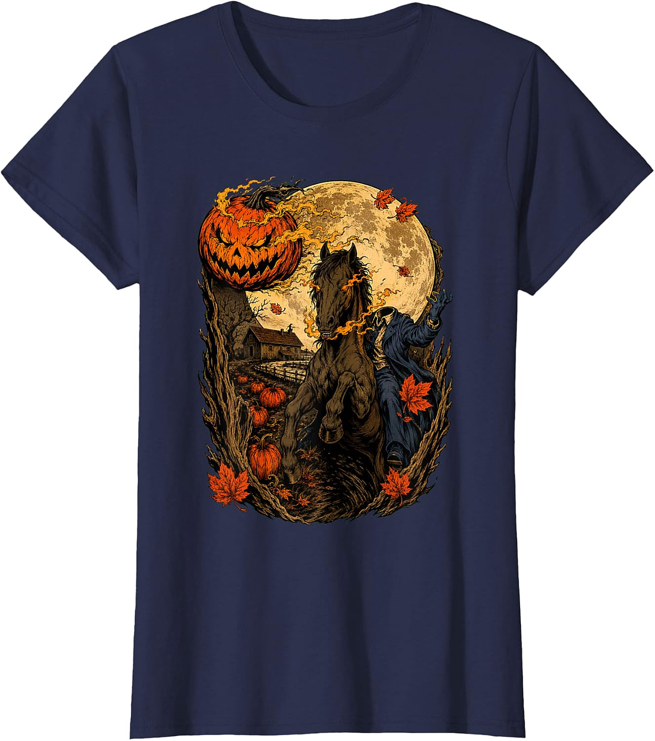 Headless Horseman Halloween Pumpkin T-Shirt | Spooky Tee