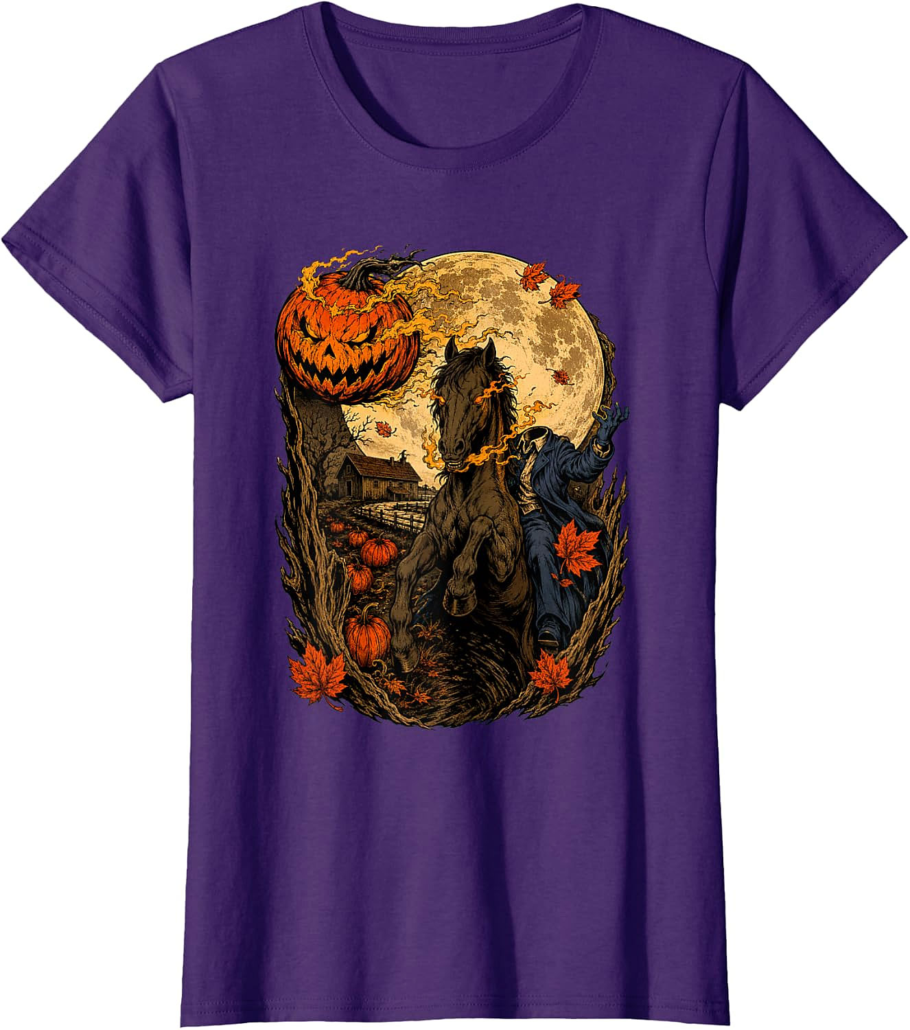 Headless Horseman Halloween Pumpkin T-Shirt | Spooky Tee