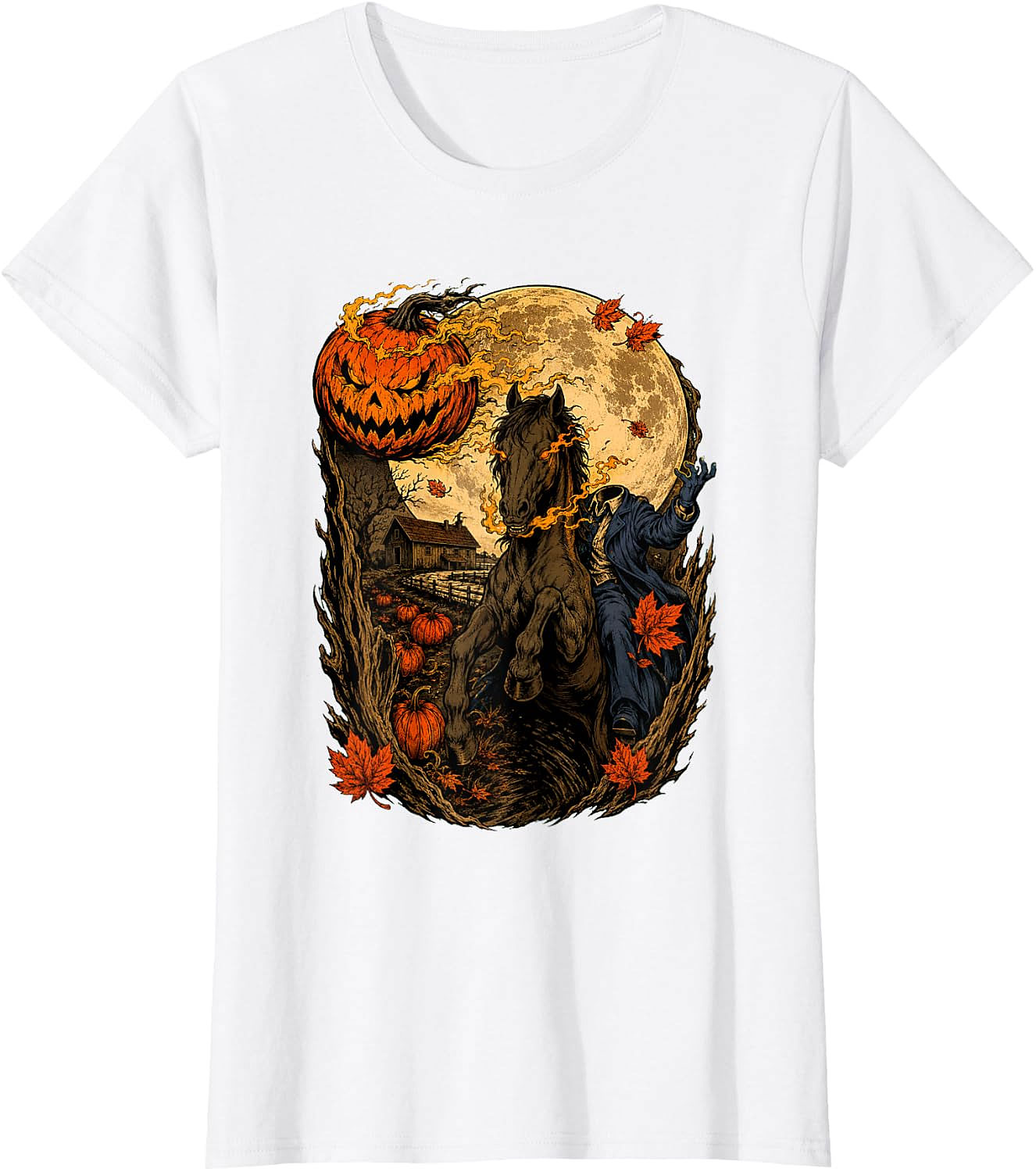 Headless Horseman Halloween Pumpkin T-Shirt | Spooky Tee