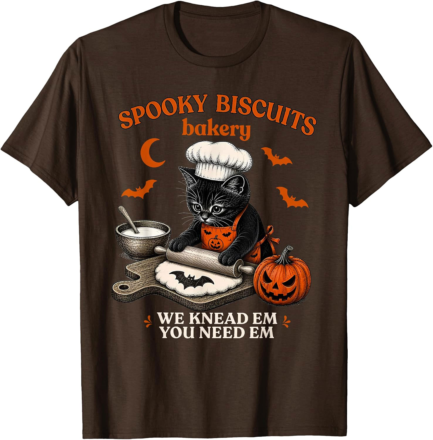 Spooky Biscuits Bakery Cat Halloween T-Shirt | Funny Tee