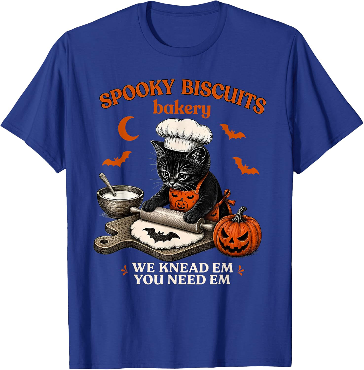 Spooky Biscuits Bakery Cat Halloween T-Shirt | Funny Tee
